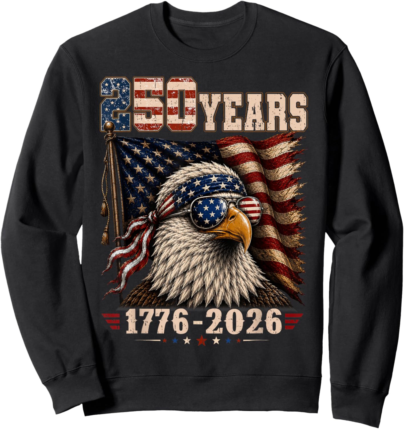 USA Flag 4th of July Eagle Patriotic 250 Years Women Sweatshirt - Sweatshirt | Black
