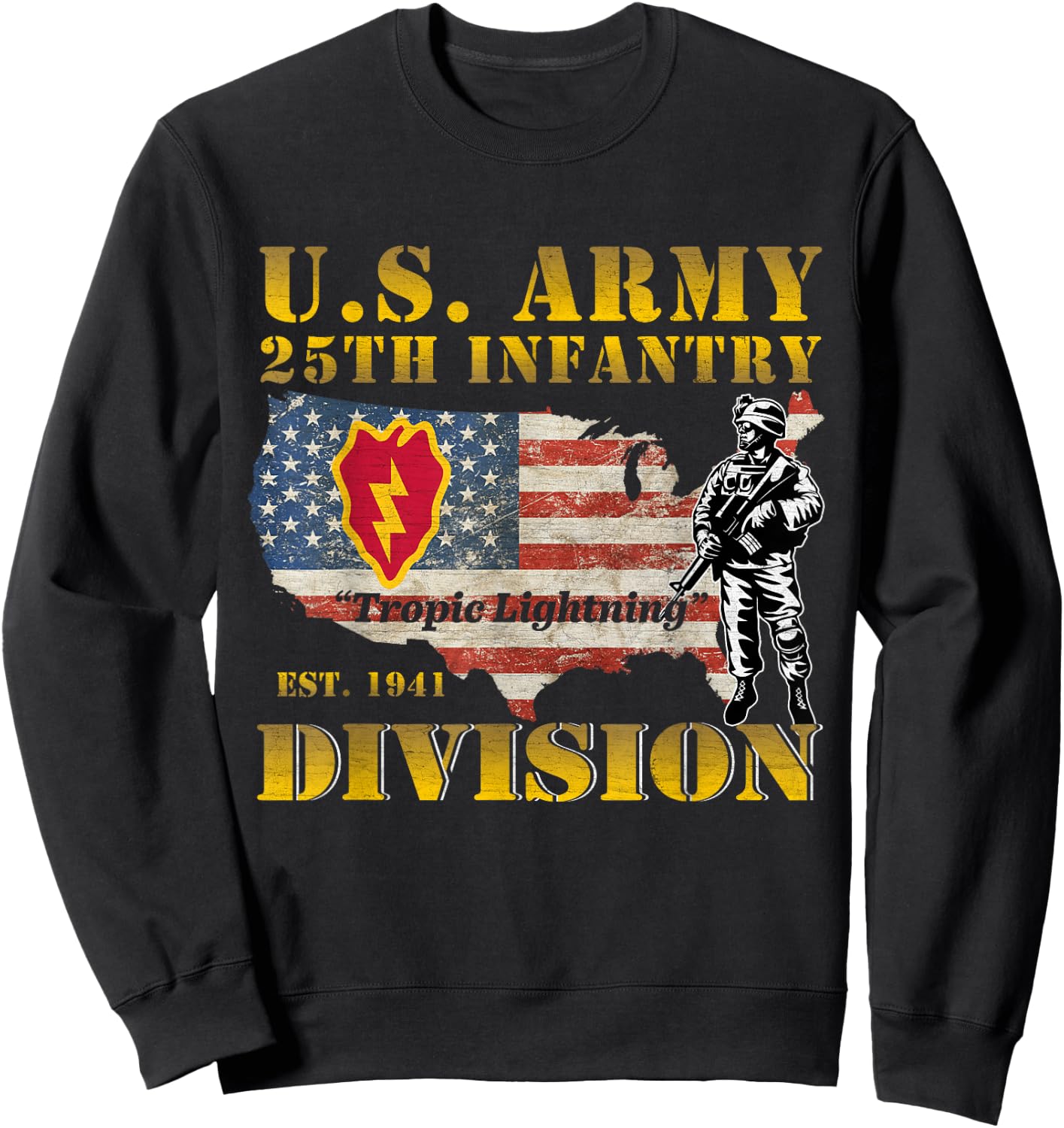 Tropic Lightning 25th Infantry Division Hawaii Gifts Sweatshirt - Sweatshirt | Black