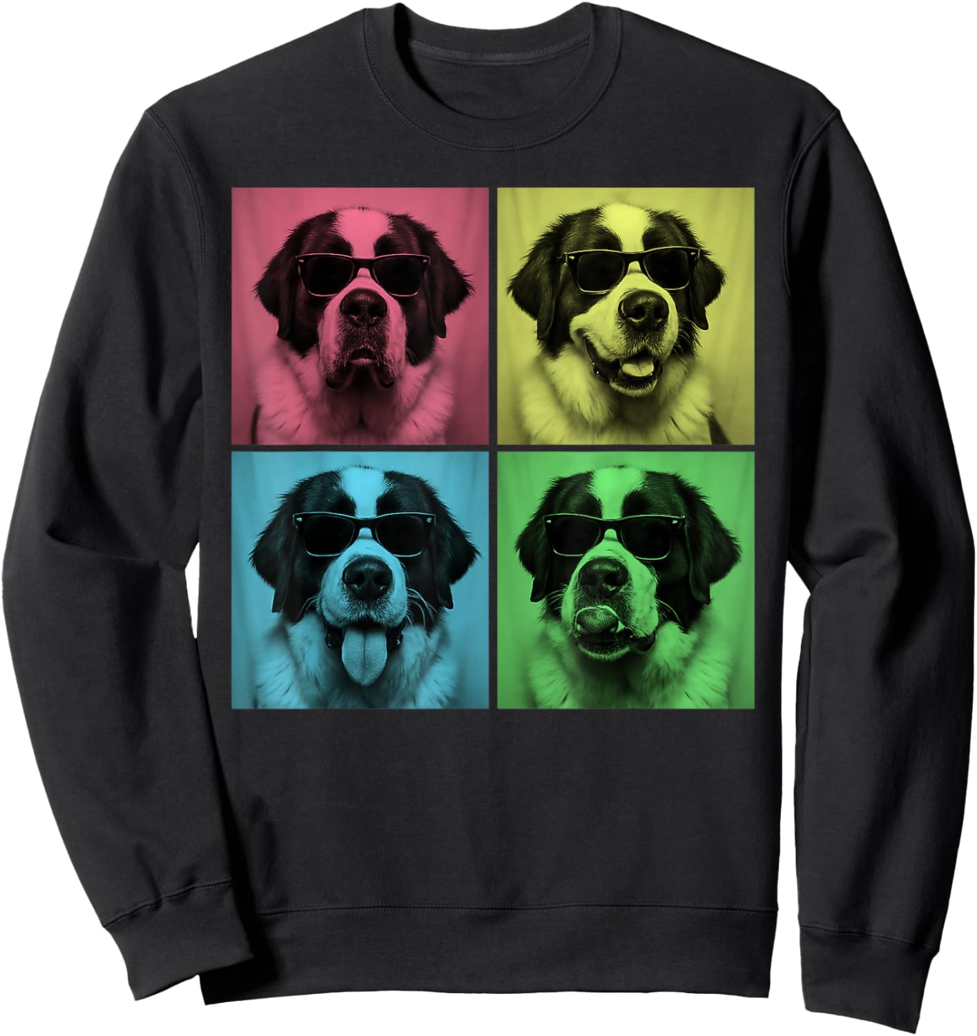 Saint Bernard Pop Art Funny Dog Lover Photo Booth Men Women Kids Sweatshirt - Sweatshirt | Black