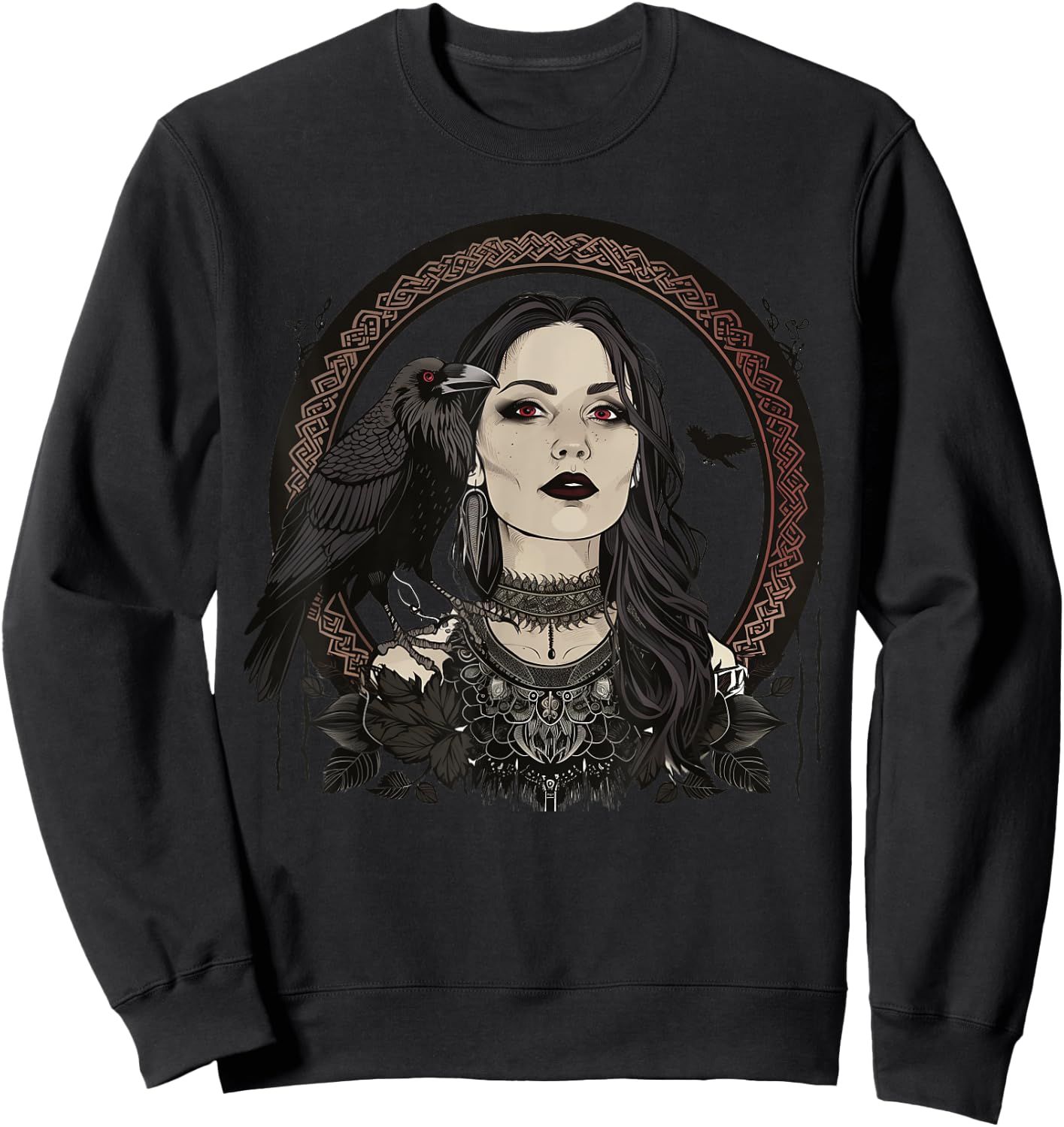 Luna Elizabeth Art Morrigan Portrait Celtic Goddess Mythology Sweatshirt - Sweatshirt | Black