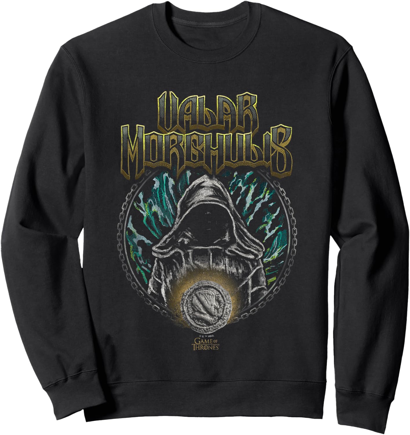 Game Of Thrones Valar Morghulis Faceless Man Retro Badge Sweatshirt - Sweatshirt | Black