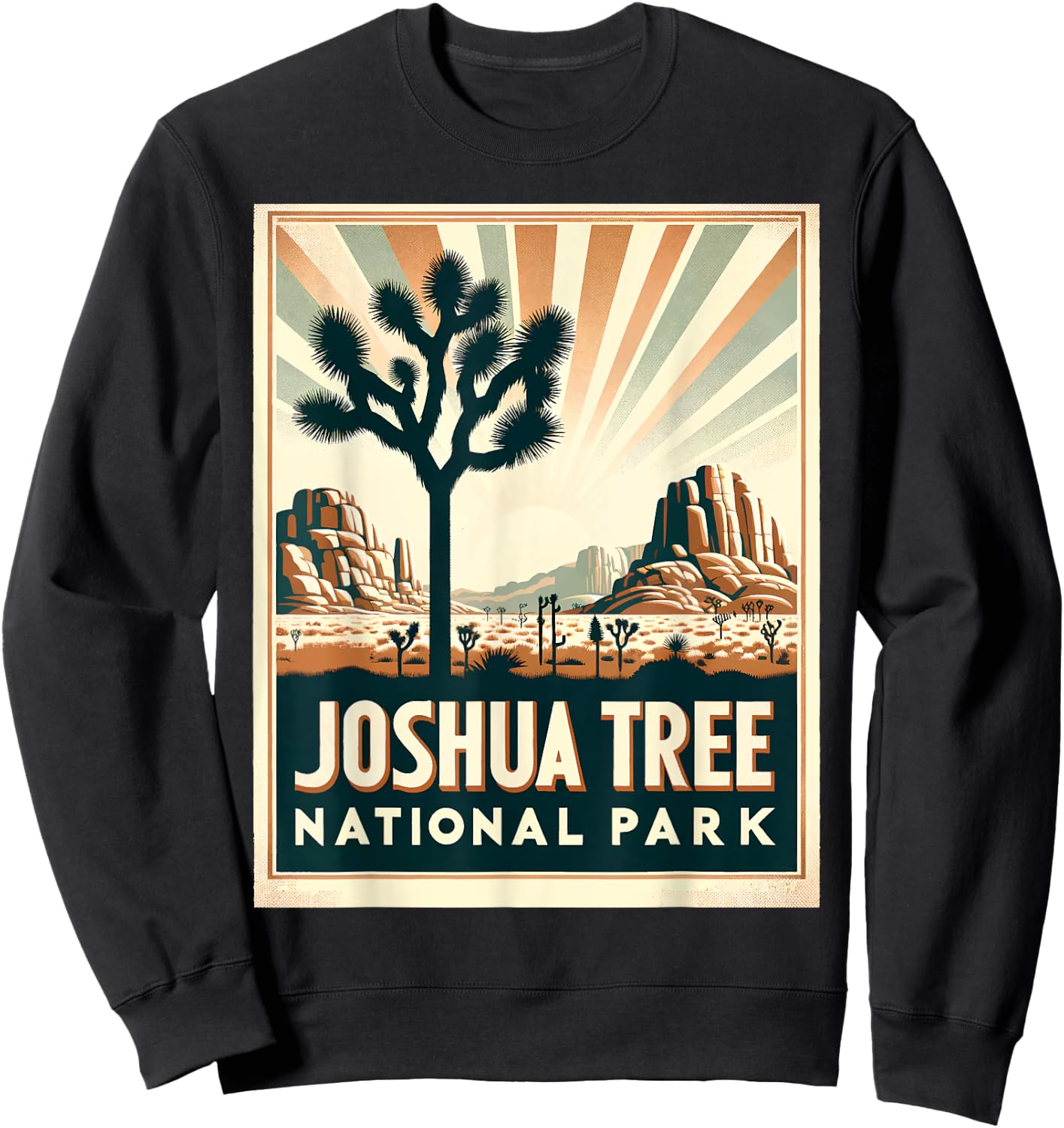 Joshua Tree National Park Vintage Hiking Camping Outdoor Sweatshirt - Sweatshirt | Black