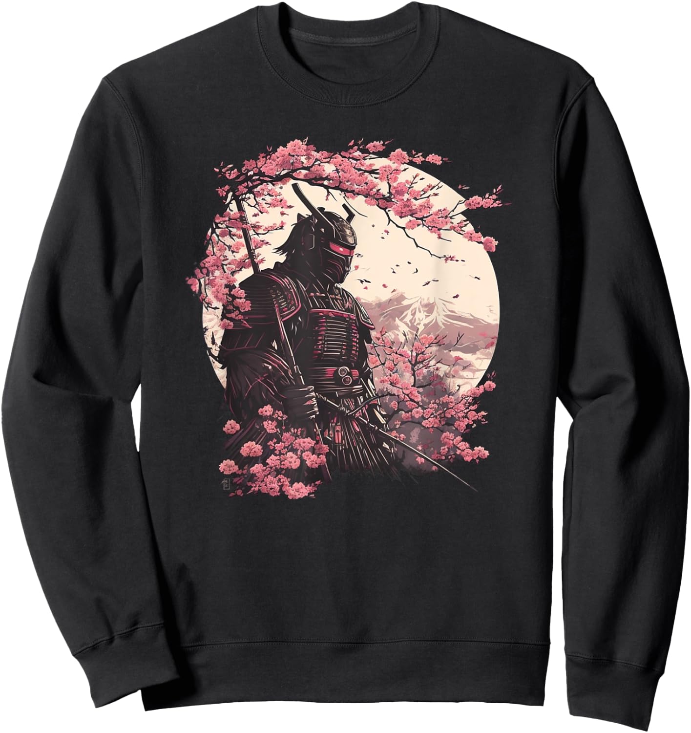 Aesthetic Vintage Samurai Japanese Art Samurai Retro cherry Sweatshirt - Sweatshirt | Black