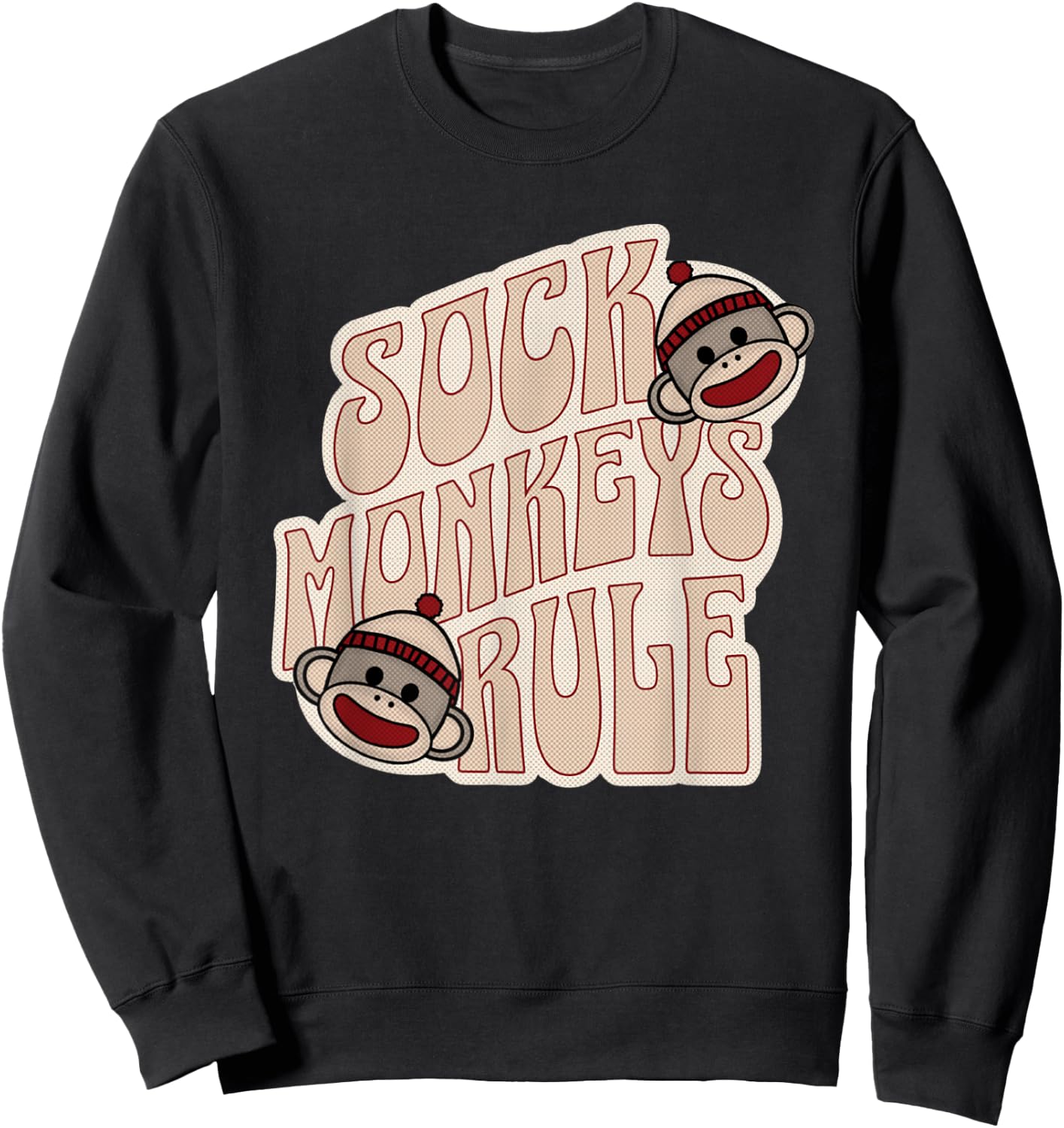 Sock Monkeys Rule Groovy Logo Vintage Sock Monkeys Sweatshirt - Sweatshirt | Black