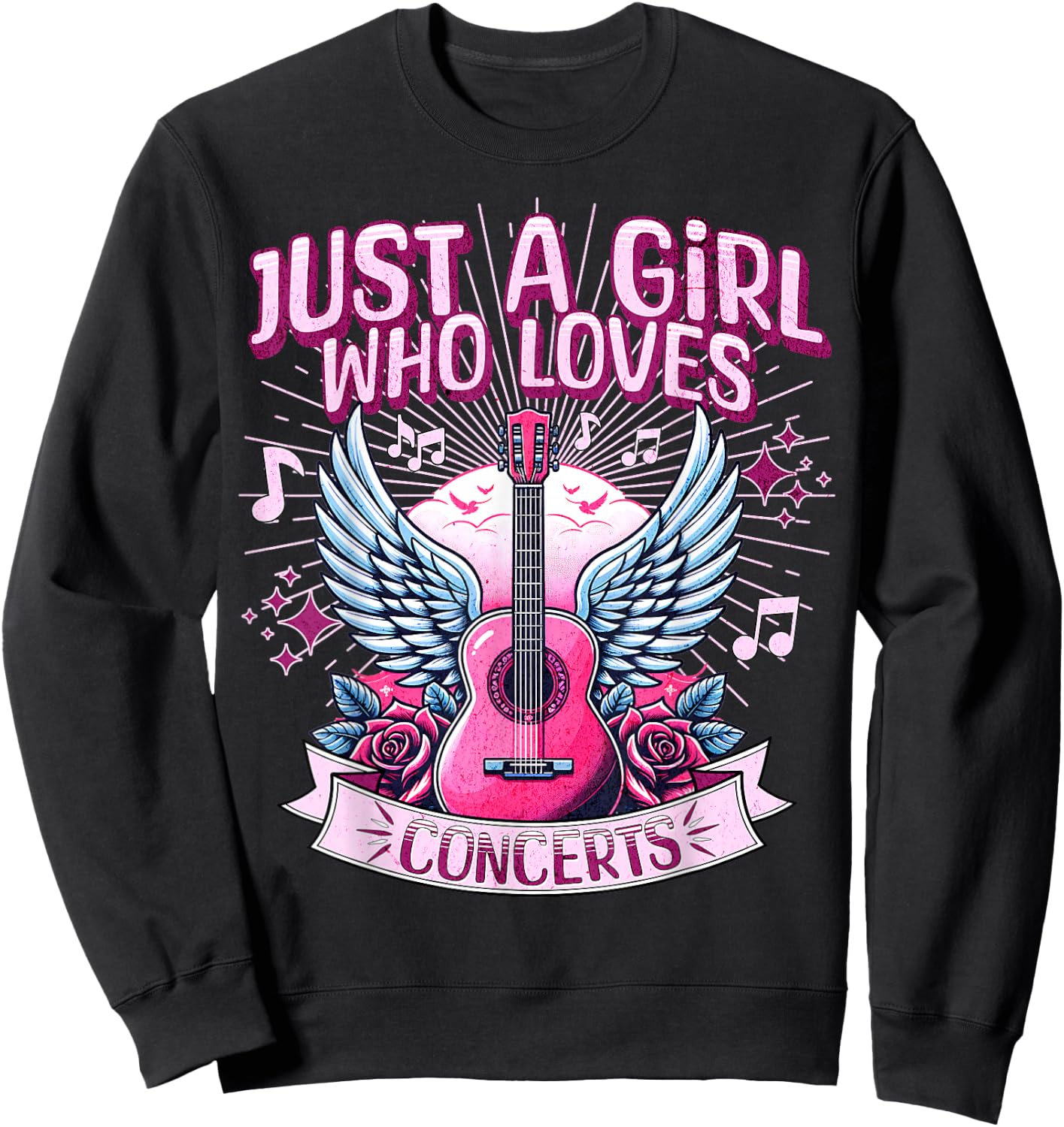 Just A Girl Who Loves Concerts Cute Rock Concert Fans Sweatshirt - Sweatshirt | Black