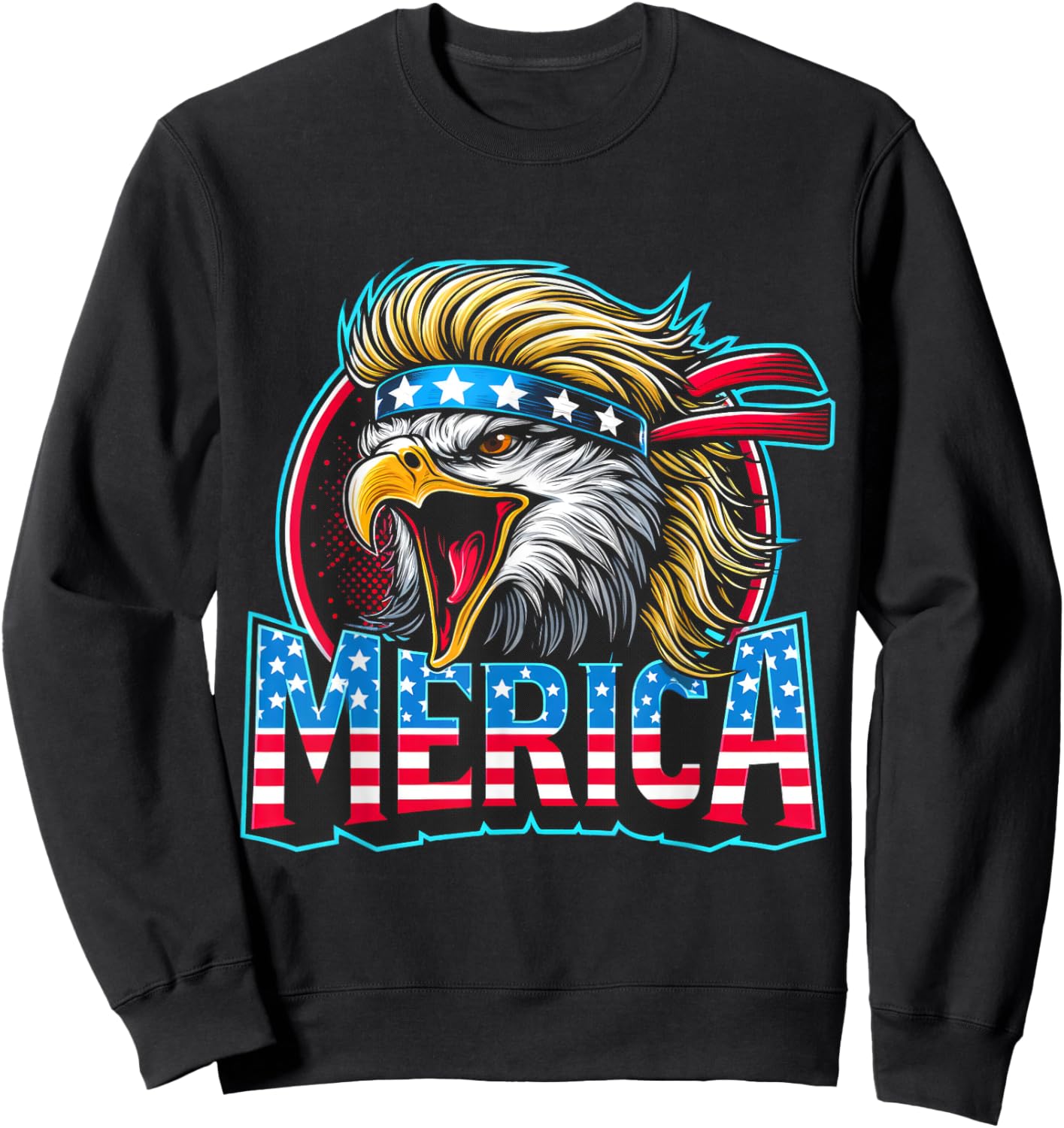 4th of July Patriotic Funny Eagle July 4th USA Merica Kids Men Sweatshirt - Sweatshirt | Black