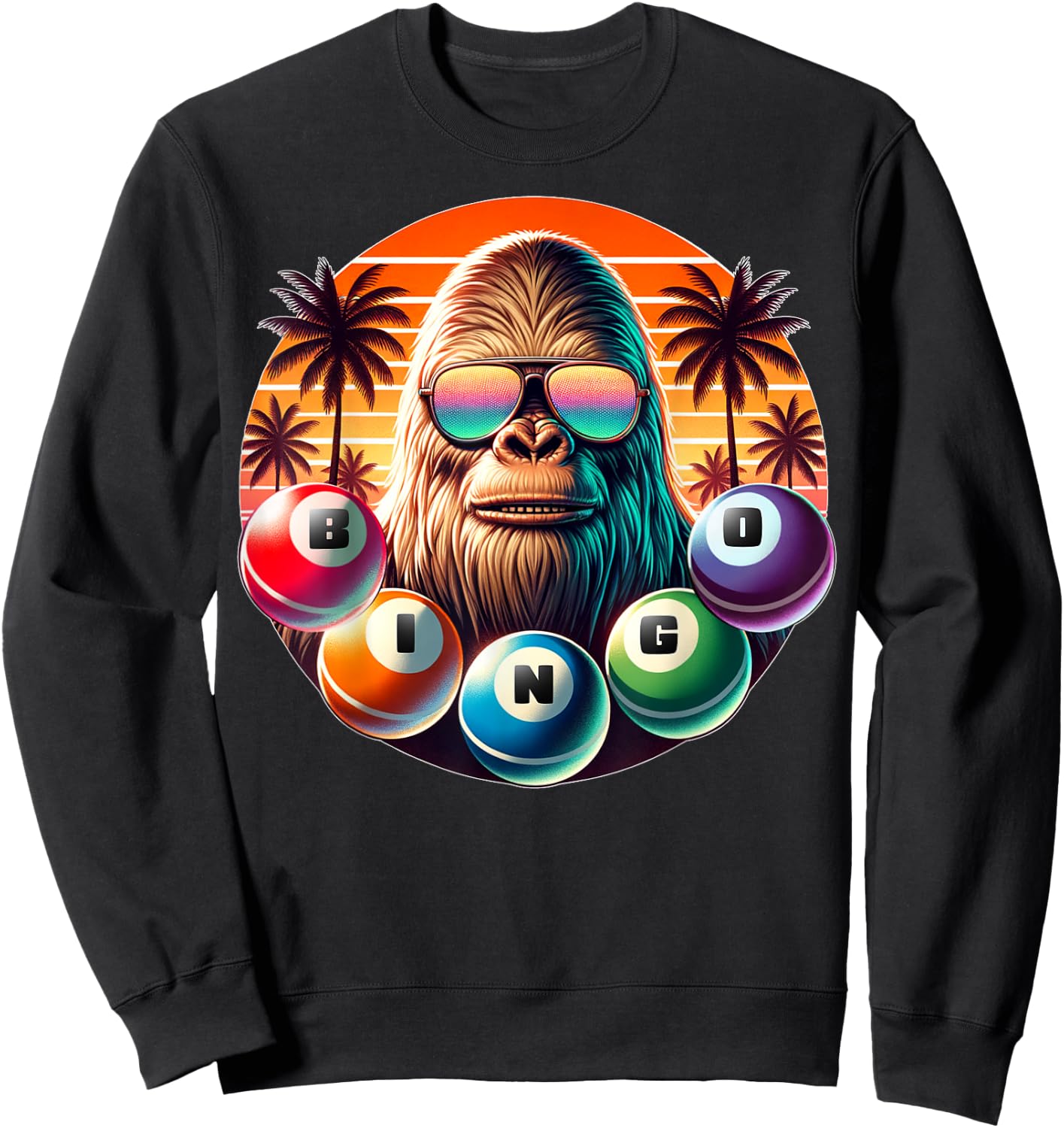 Funny Bingo Shirts Bingo Player Caller Bigfoot Sweatshirt - Sweatshirt | Black