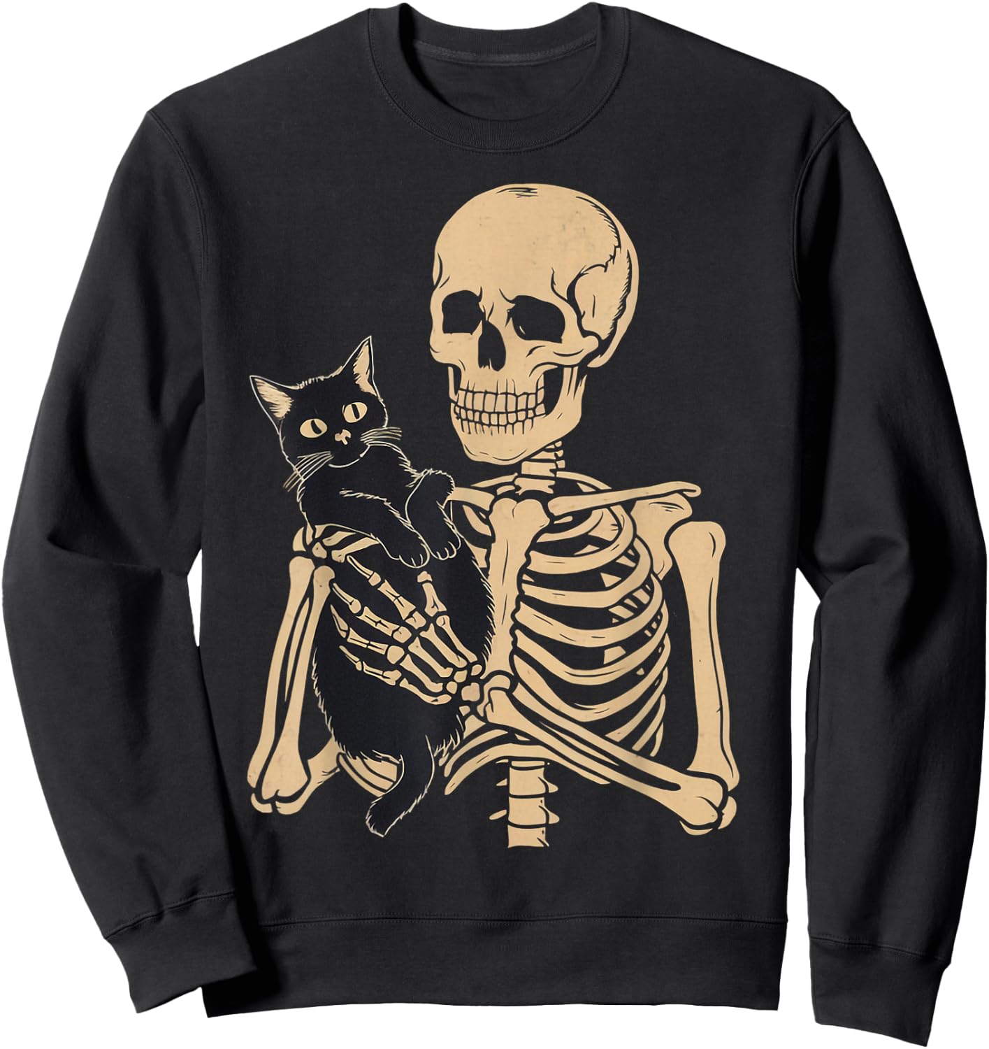 Black Cat Apparel Halloween Graphic -Adults Cat Mom Cat Dad Black Small Sweatshirt - Sweatshirt | Black