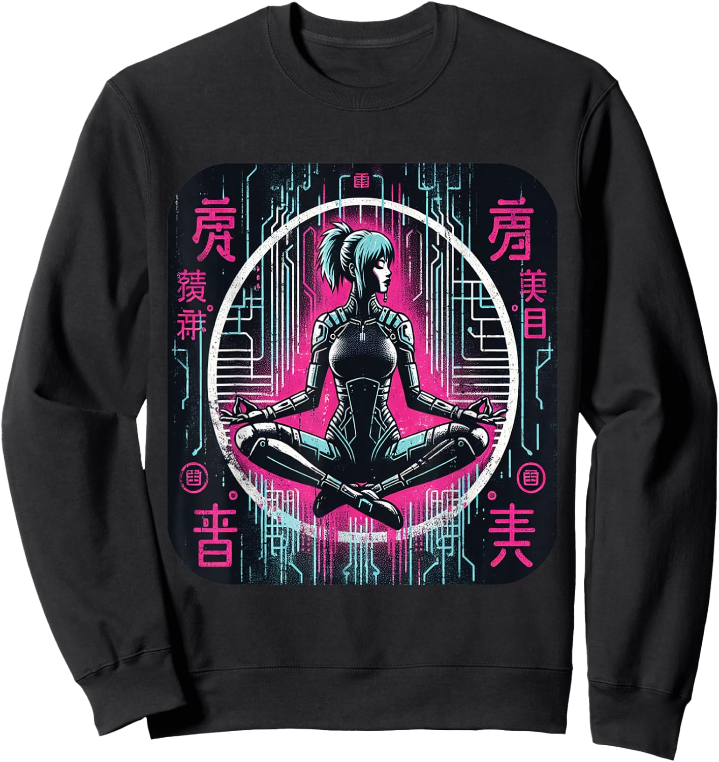 Woman Manga Futuristic Cyberpunk Aesthetic Sweatshirt - Sweatshirt | Black