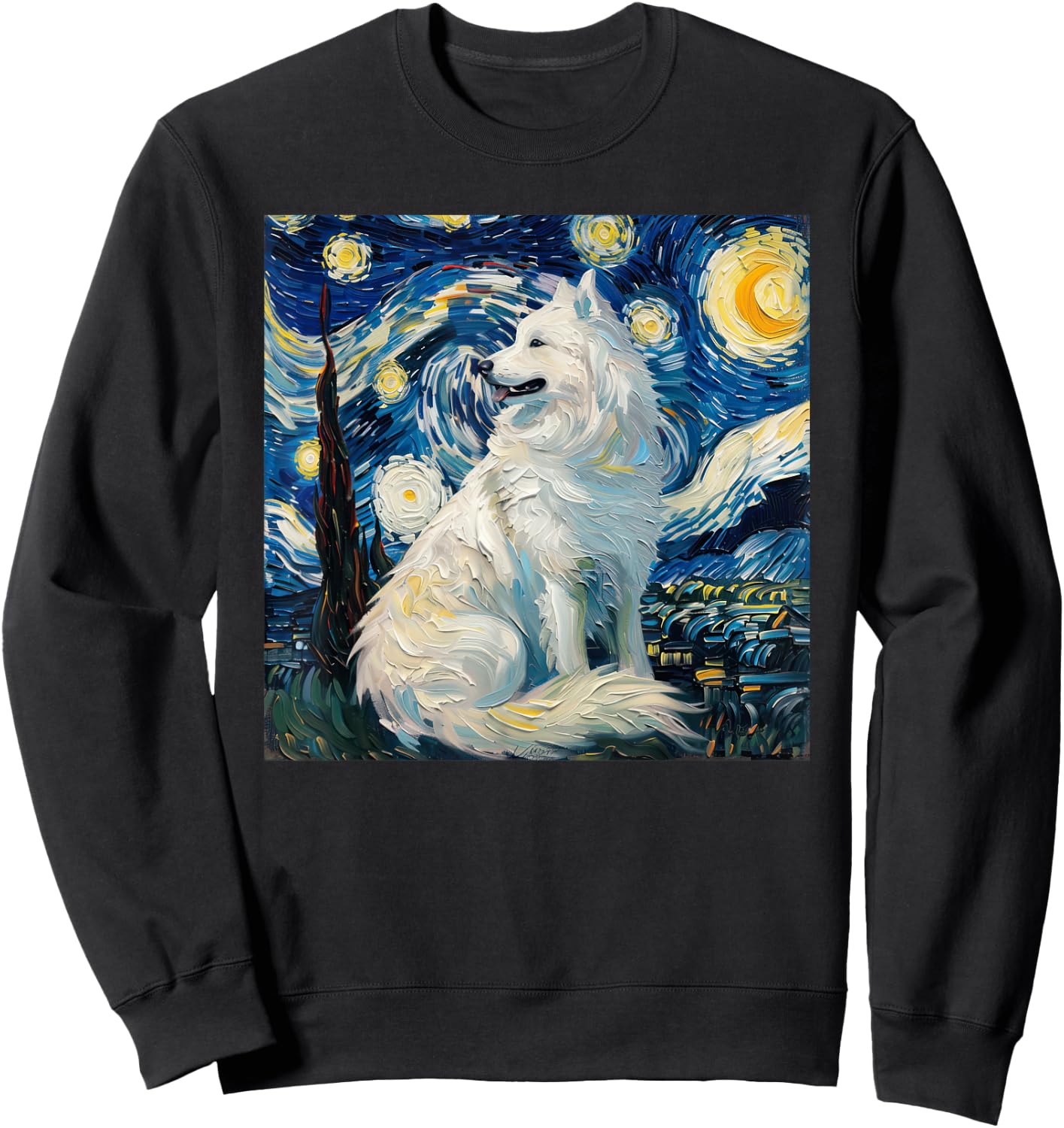 Samoyed Dog Van Gogh Starry Night Sweatshirt - Sweatshirt | Black