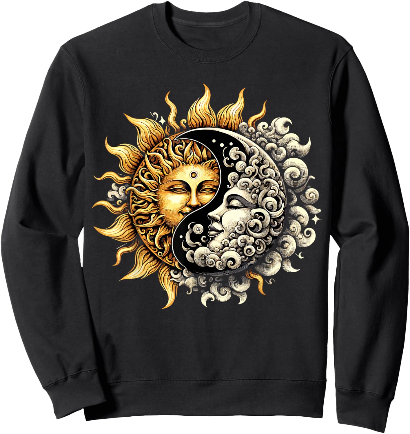 Sun and Moon Yin Yang Sweatshirt - Sweatshirt | Black
