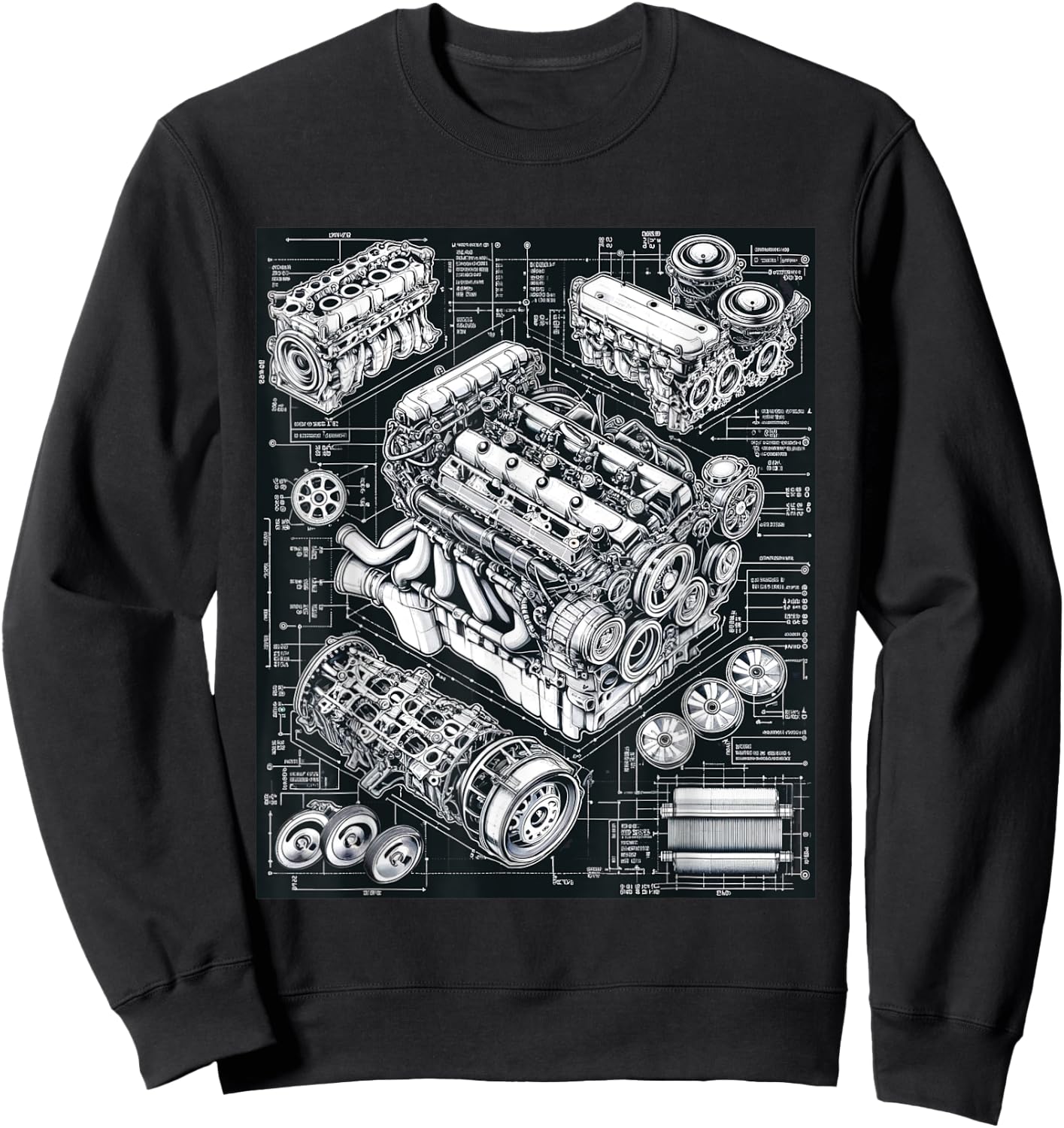 Legendary Engine Blueprint Ideal for Car Fans and Mechanics Sweatshirt - Sweatshirt | Black