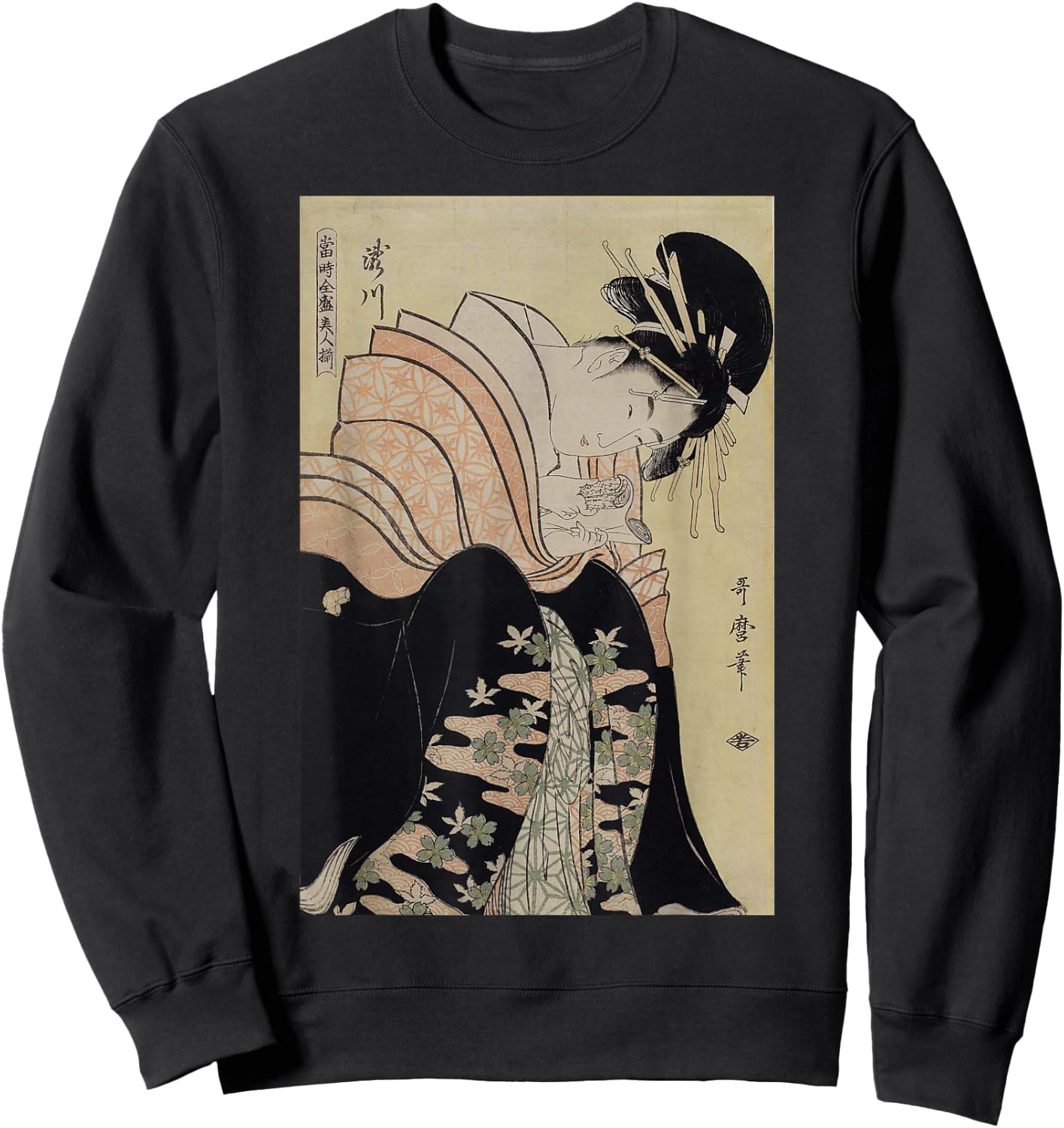 Japanese Retro Artwork Takigawa from the Tea-House Art Sweatshirt - Sweatshirt | Black