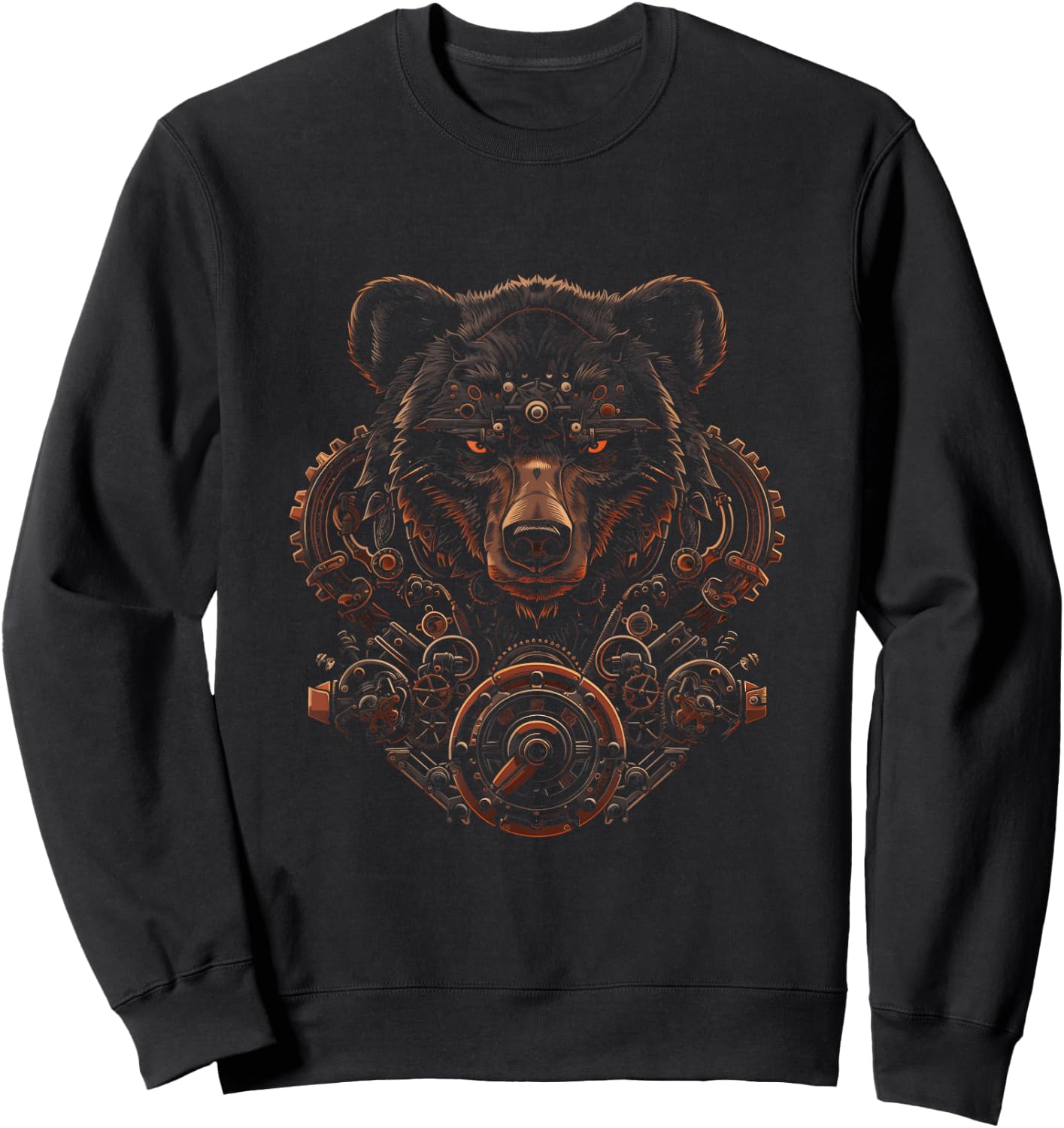 Steampunk Bear with mechanical gear Industrial metal gears Sweatshirt - Sweatshirt | Black