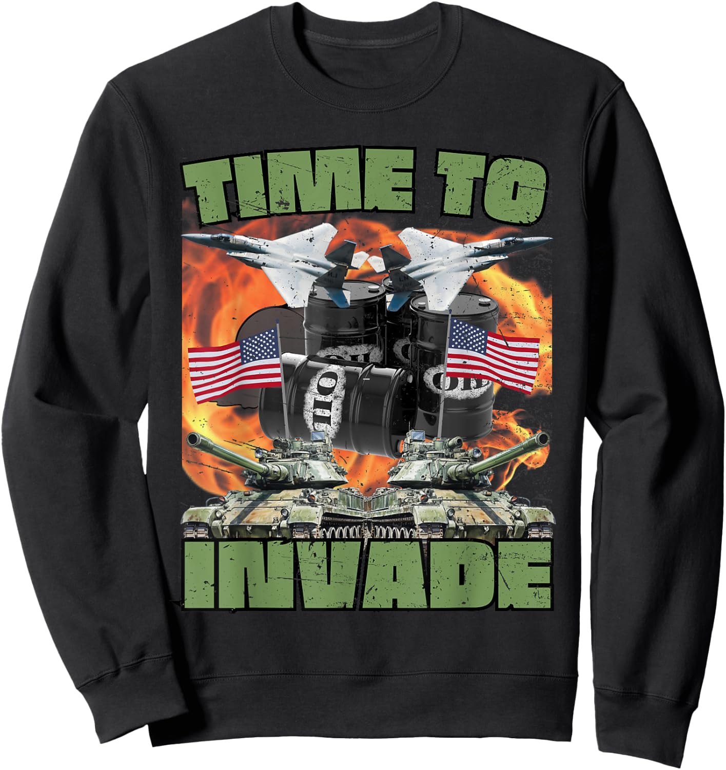 Funny America Wants Oil Meme American Patriotic Men Sweatshirt - Sweatshirt | Black