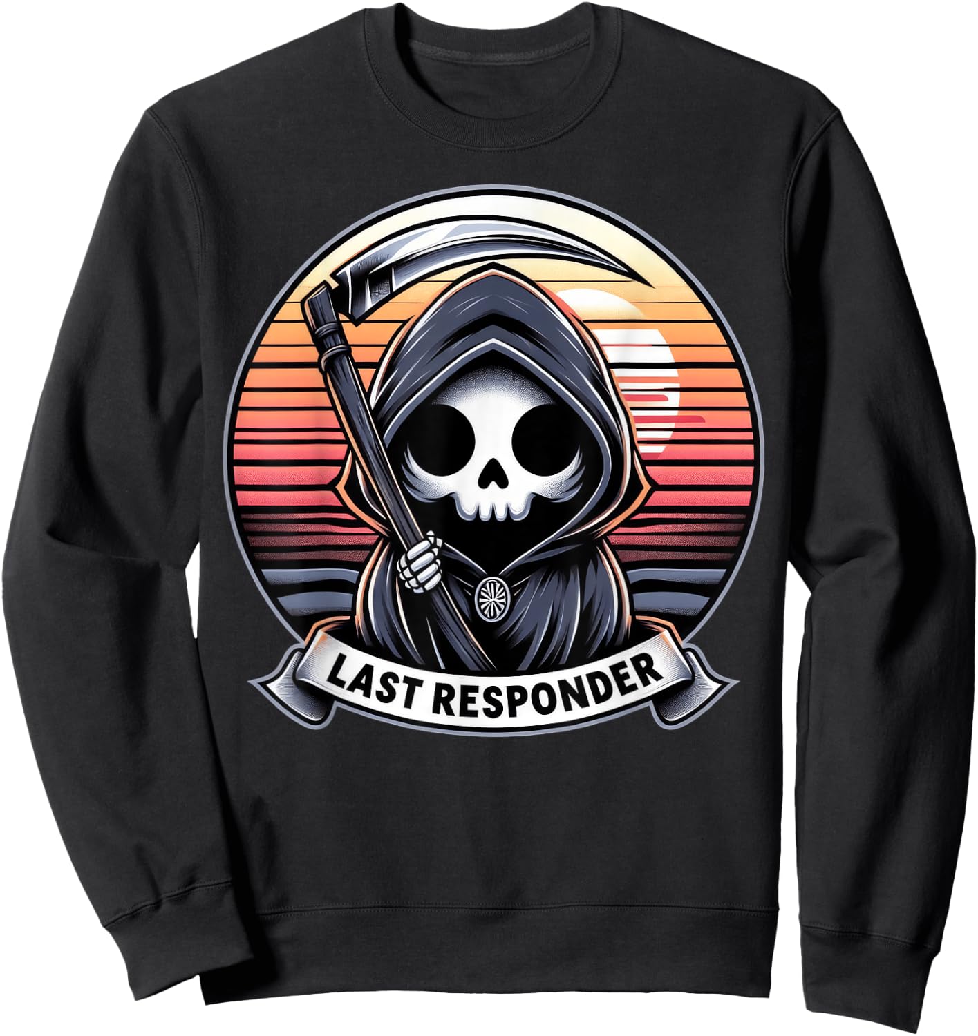 Grim Reaper Funny Dark Meme Mortician Last Responder Vintage Sweatshirt - Sweatshirt | Black