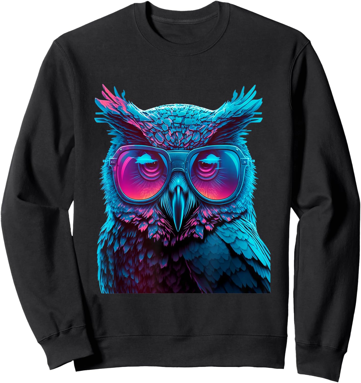Colorful Owl wearing glasses graphic Sweatshirt - Sweatshirt | Black