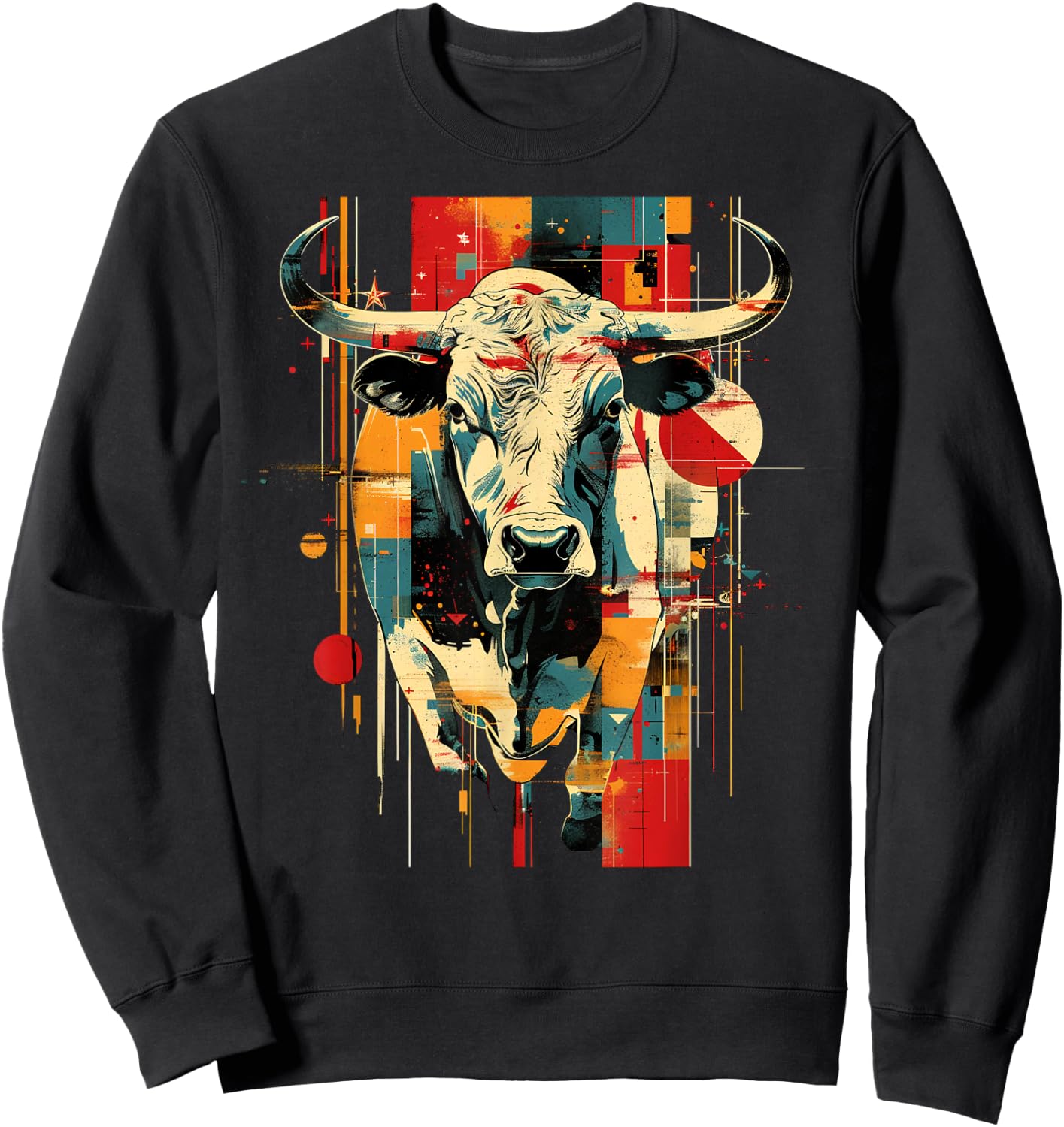 Artsy Bull Rider on Abstract Art Rodeo Bull Riding Sweatshirt - Sweatshirt | Black