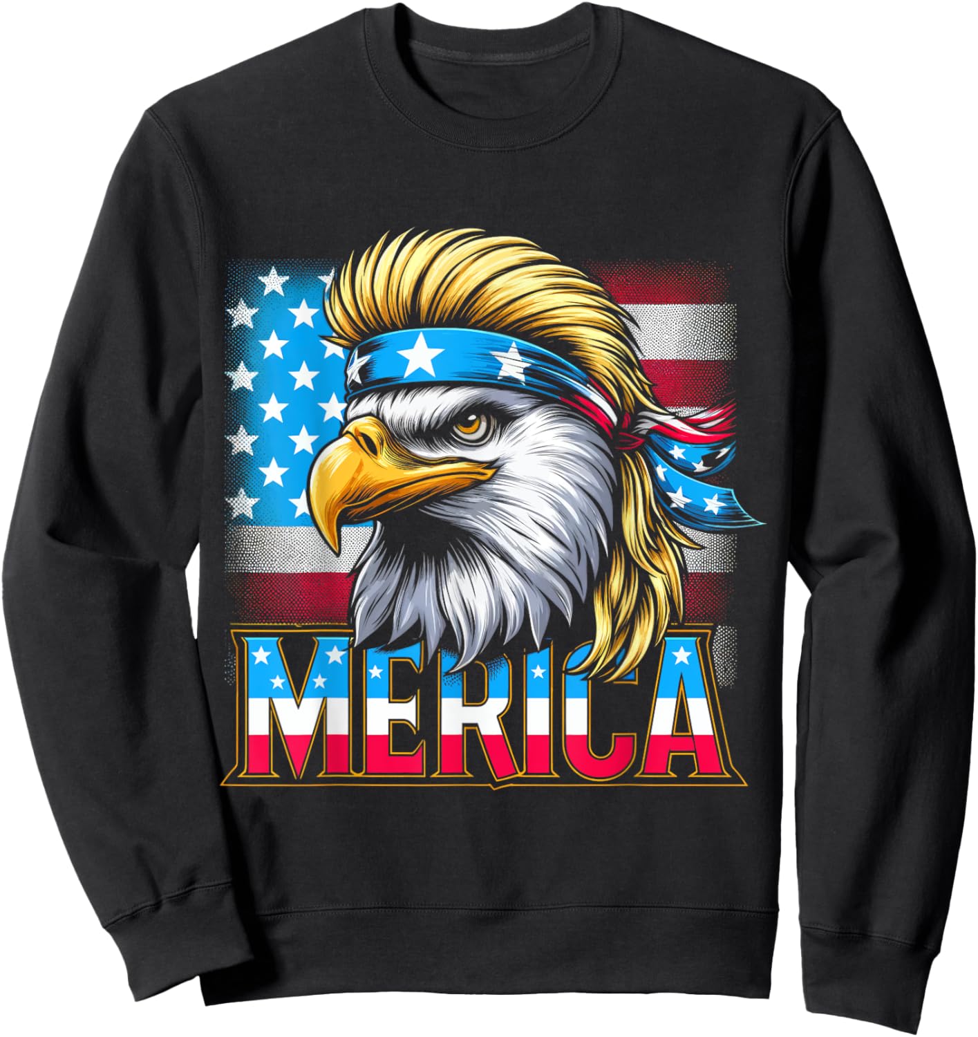 4th of July Patriotic Funny Eagle July 4th USA Merica Kids Men Sweatshirt - Sweatshirt | Black