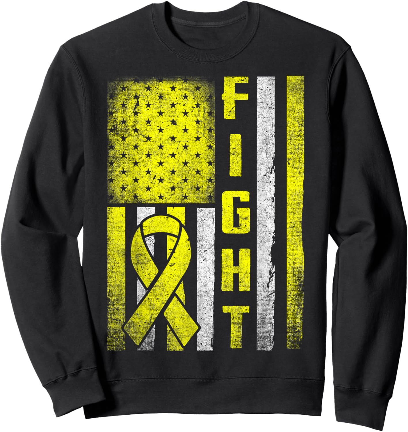 Ewing Sarcoma Fight Sarcoma Cancer Awareness Yellow Ribbon Sweatshirt - Sweatshirt | Black