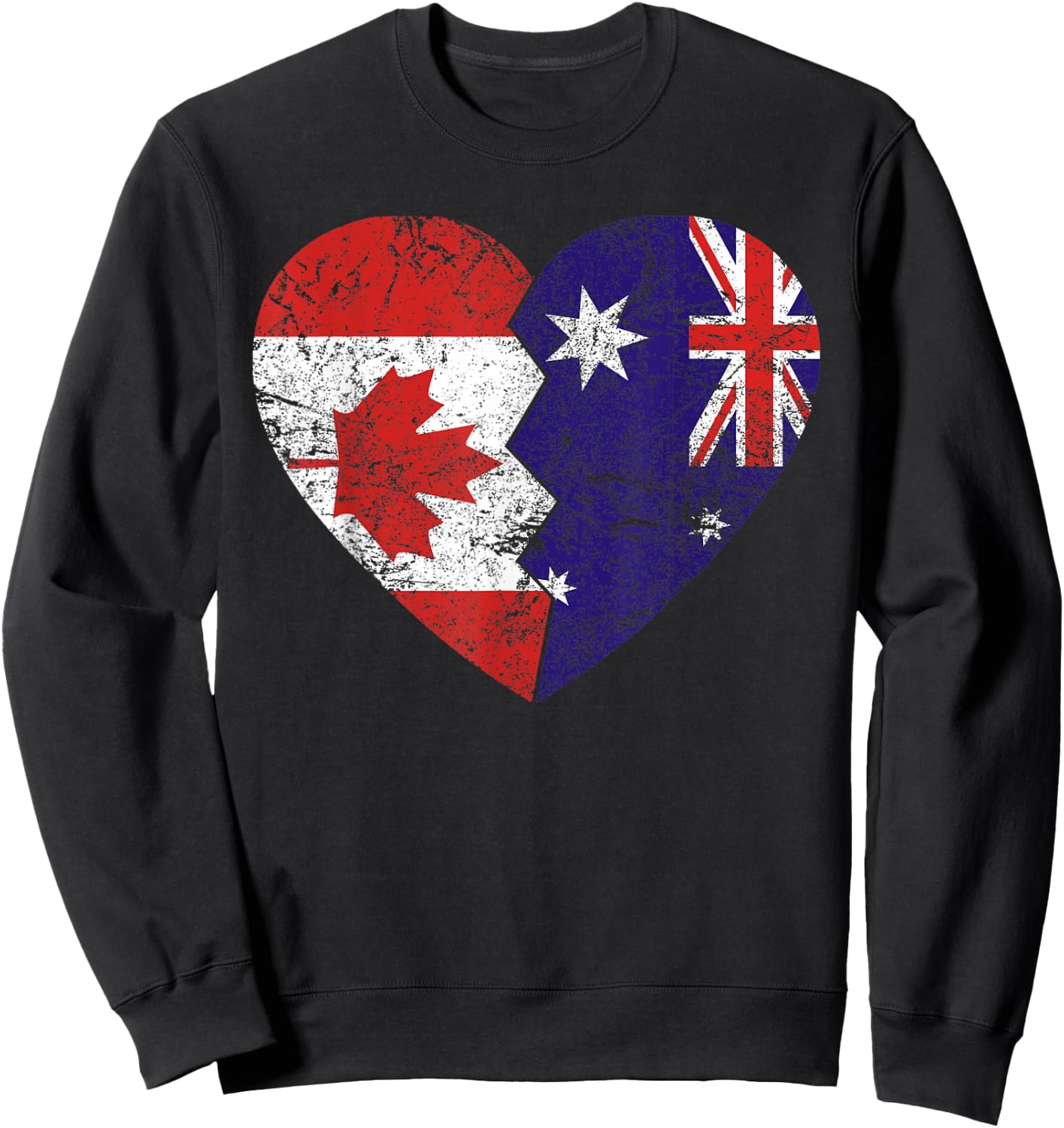 Australian Canadian Flags Heart | Canada Australia Roots Sweatshirt - Sweatshirt | Black