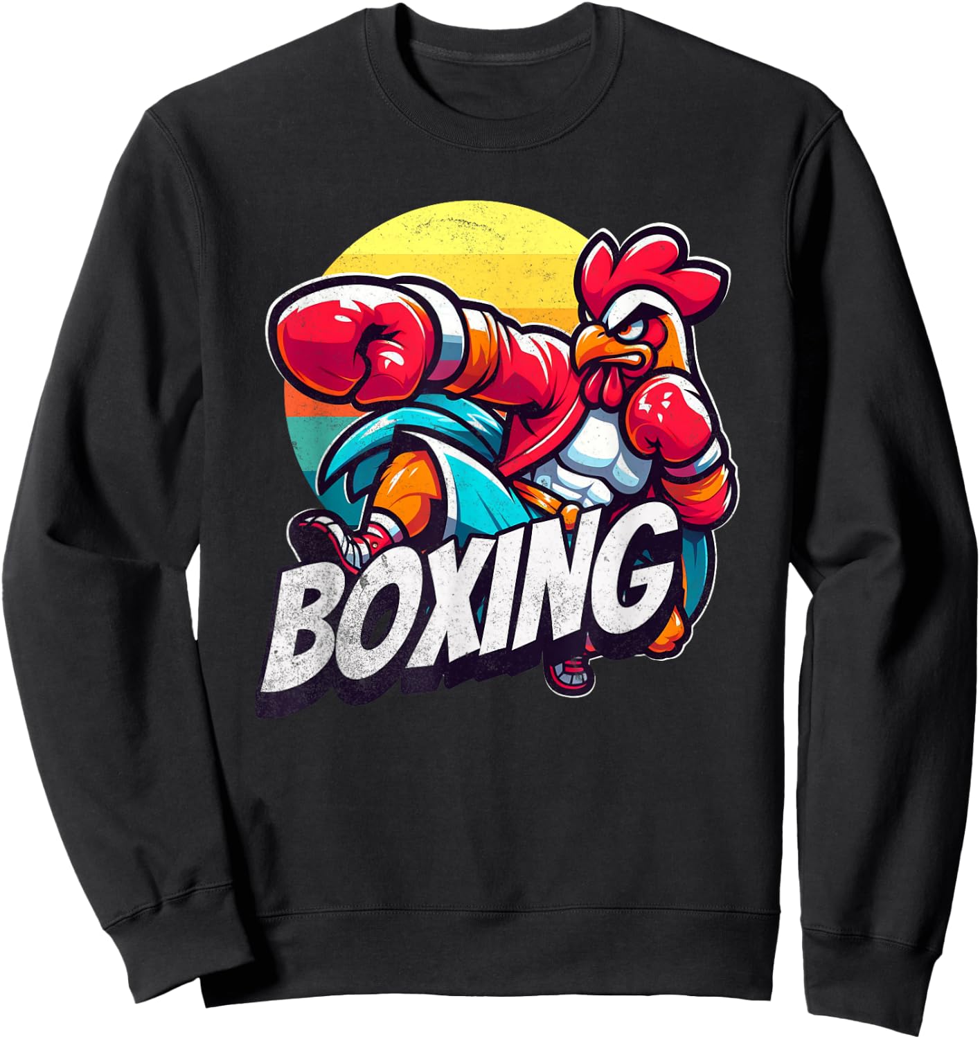 Boxing Cool Chicken Roosters Funny Chicken Who Loves Sport Sweatshirt - Sweatshirt | Black
