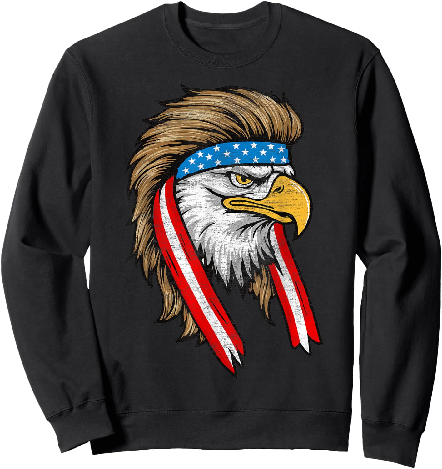 4th Of July America USA Flag Eagle Patriotic Men Women Kids Sweatshirt - Sweatshirt | Black