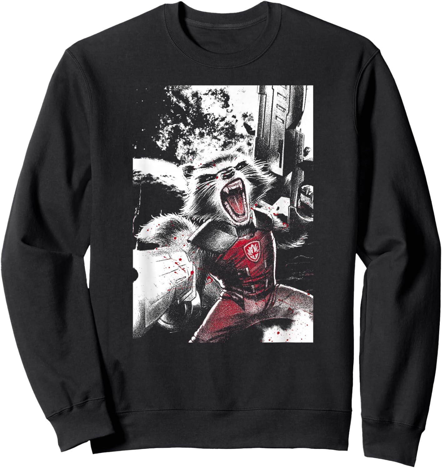 Marvel Guardians of The Galaxy Rocket Raccoon Roar Poster Small Sweatshirt - Sweatshirt | Black