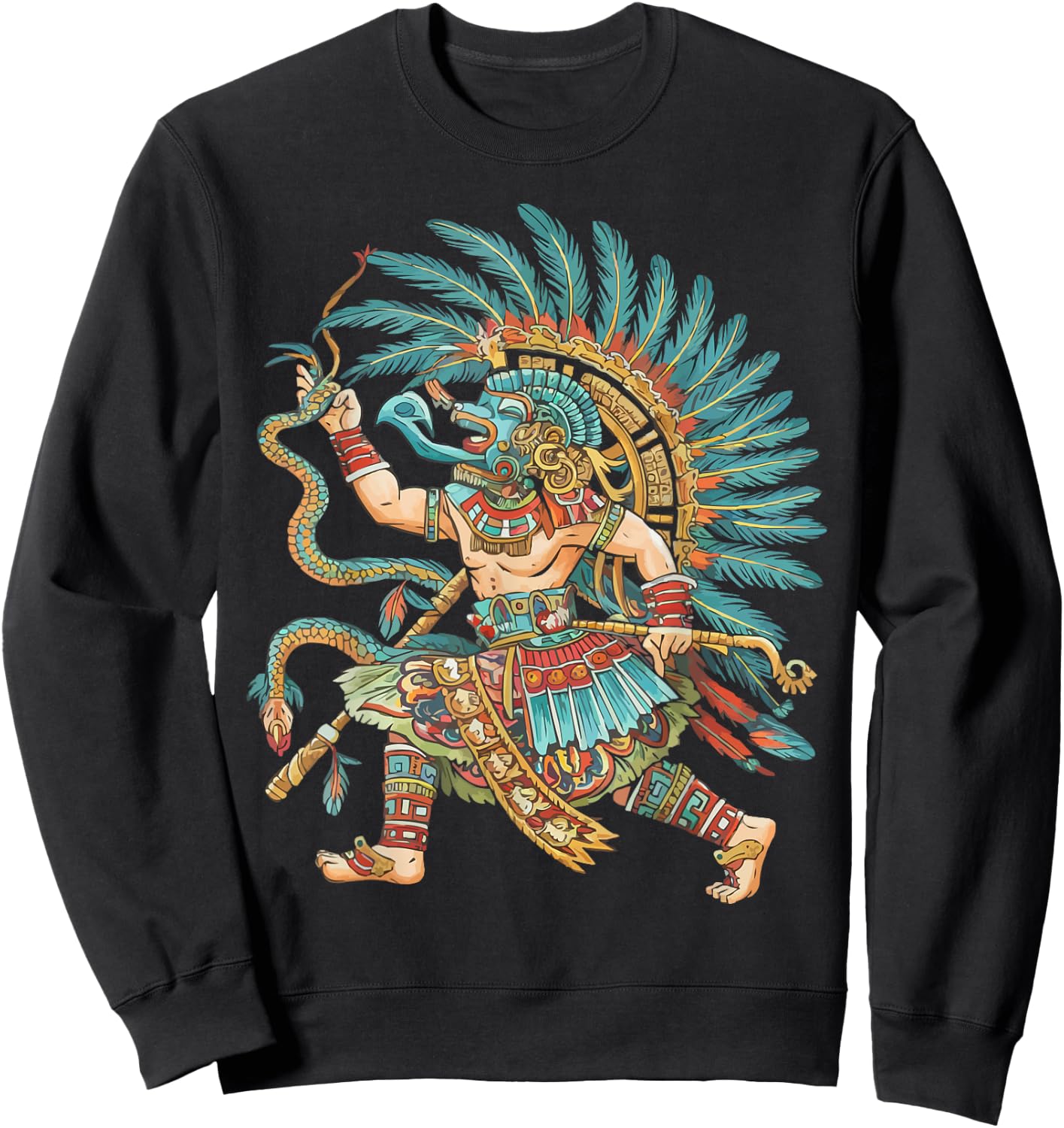 Aztec God Aztec Culture Mayan Indigenous Tlaloc Statue Sweatshirt - Sweatshirt | Black
