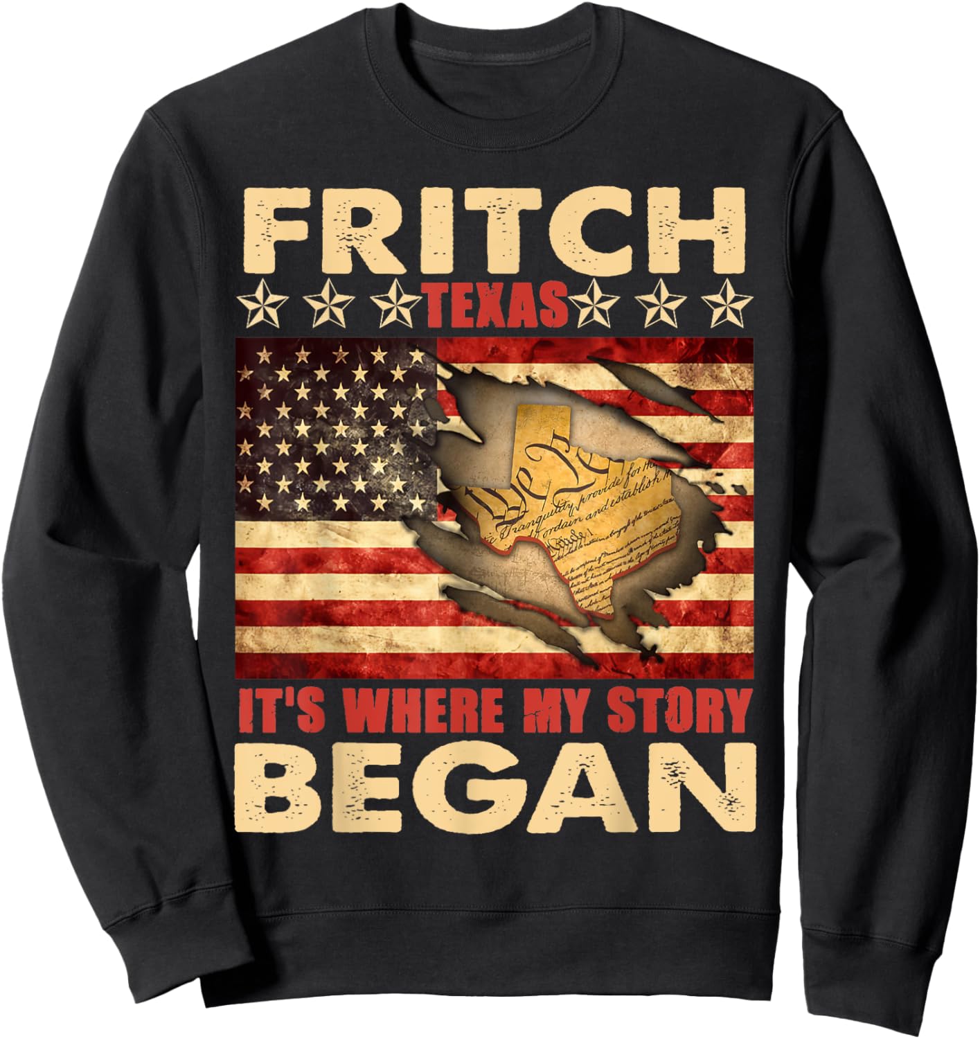 Fritch Texas USA Flag 4th Of July Sweatshirt - Sweatshirt | Black