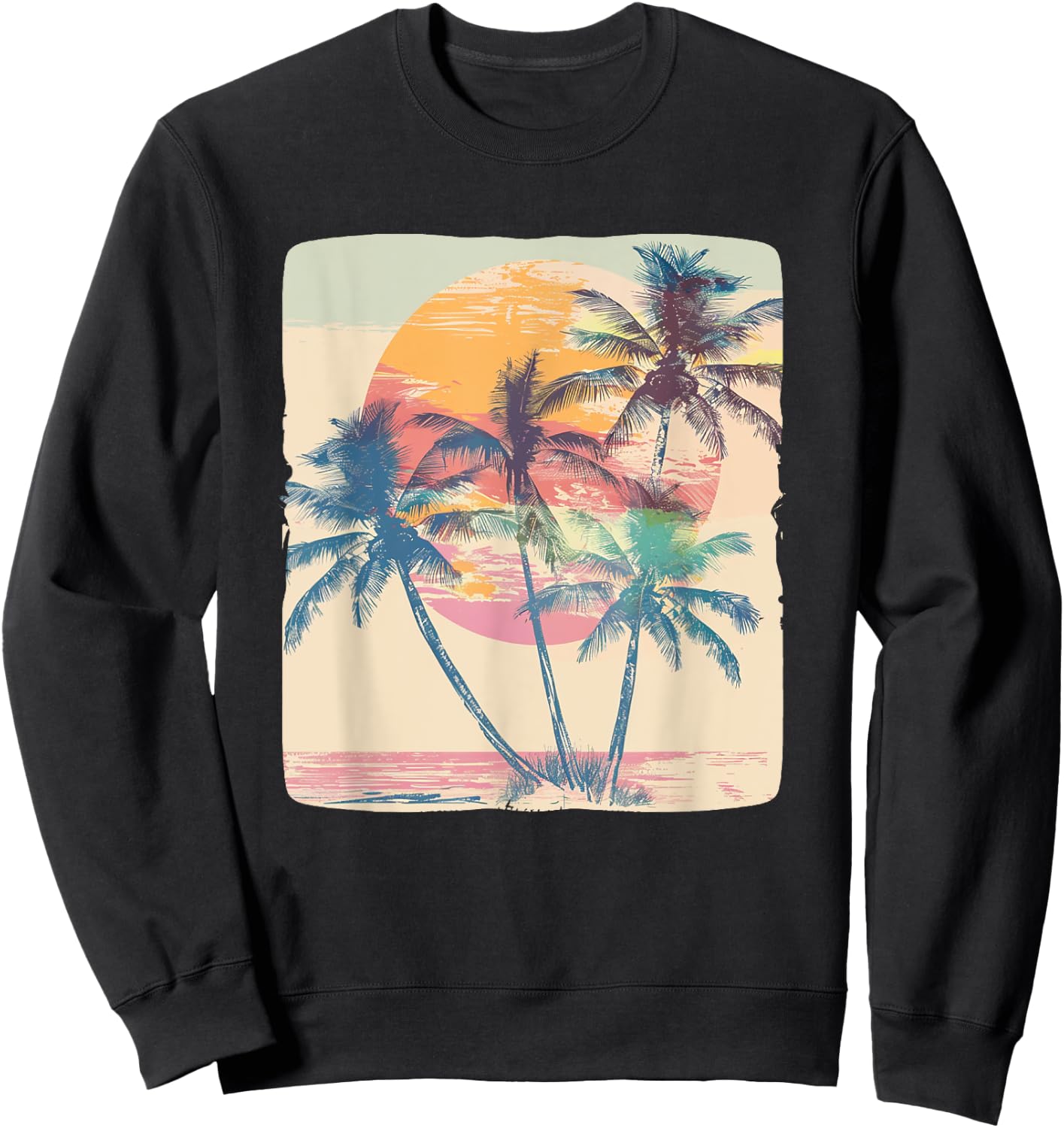 Vintage Palm Trees for a Classic Vacation Look Sweatshirt - Sweatshirt | Black