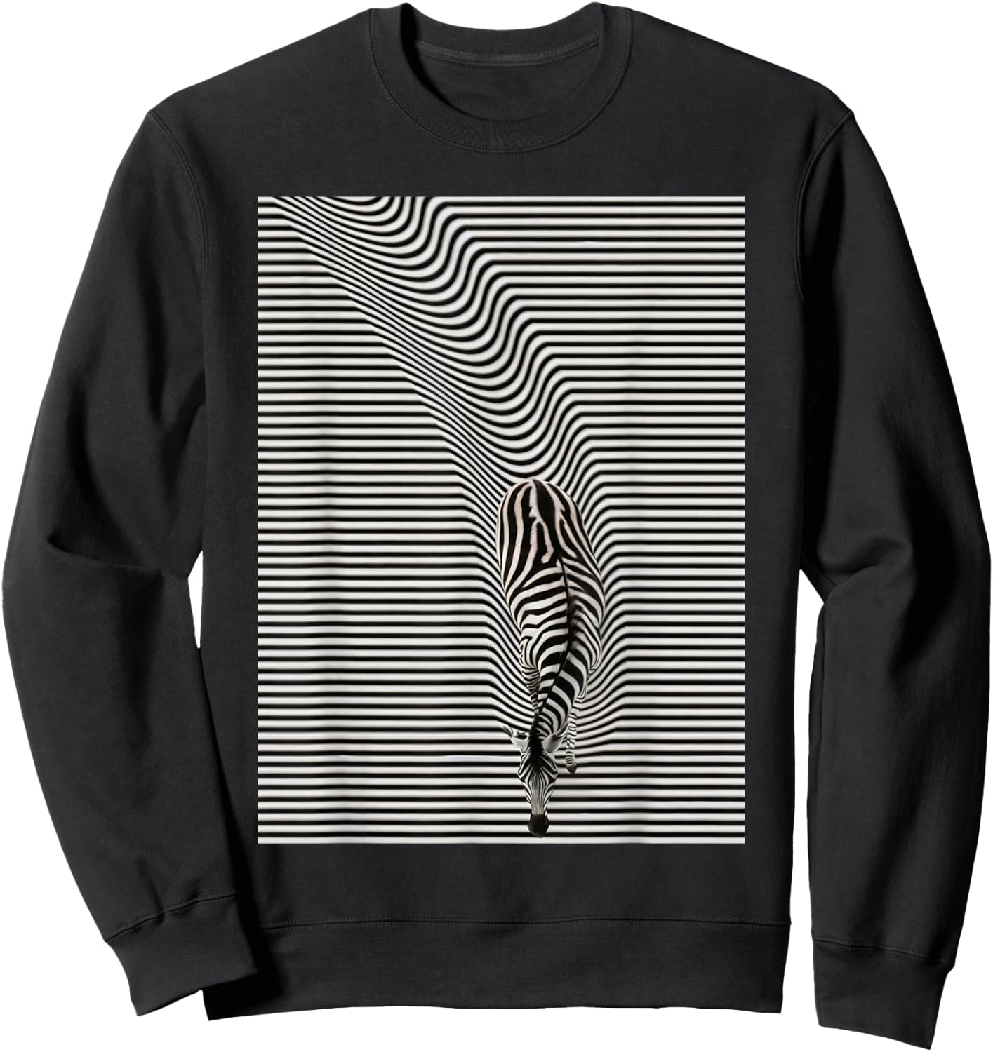 Zebra optical illusion, men's, women's, kids Sweatshirt - Sweatshirt | Black