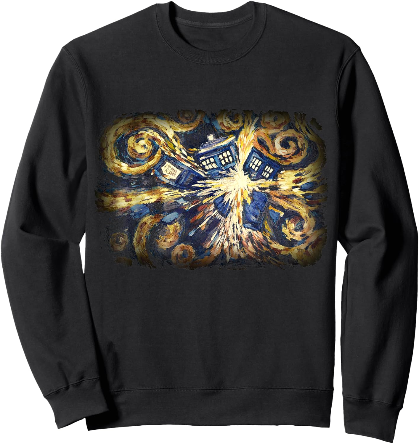 Art Tardis Van Gogh Time Travel Sci-Fi Fan Sweatshirt - Sweatshirt | Black