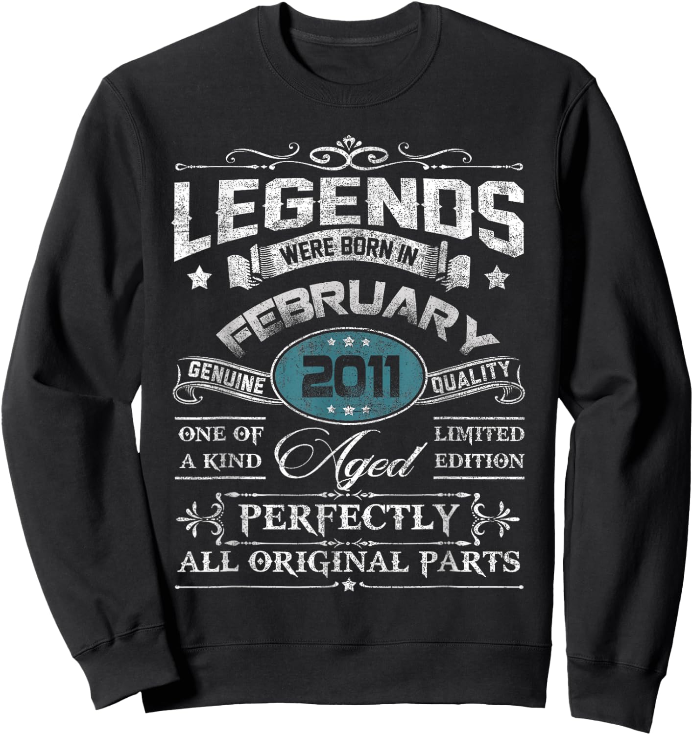 Legends Were Born In February 2011 Shirt Age 14th Birthday Sweatshirt - Sweatshirt | Black