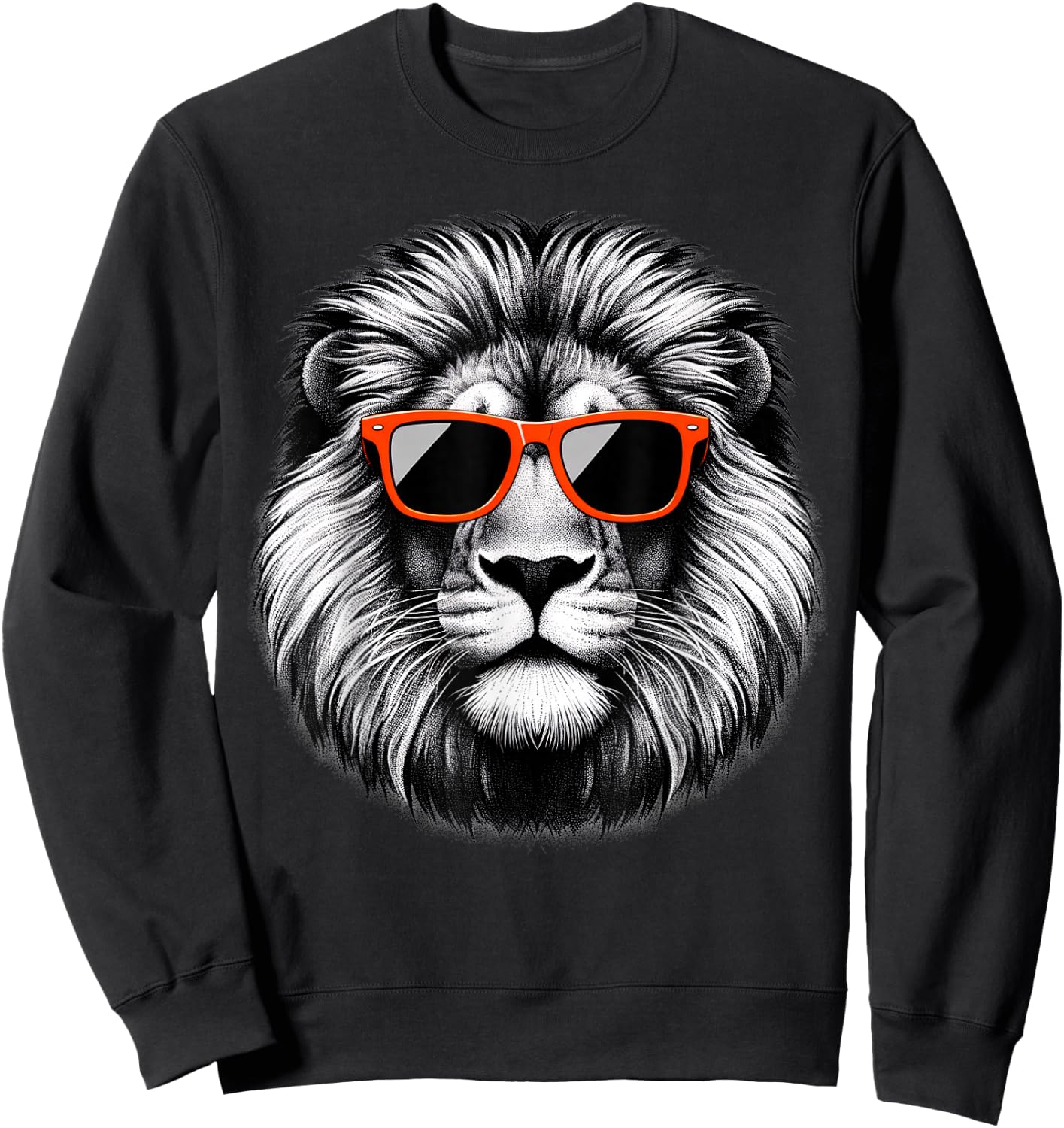 Cool Lion Wearing Sunglasses Graphic Art Sweatshirt - Sweatshirt | Black
