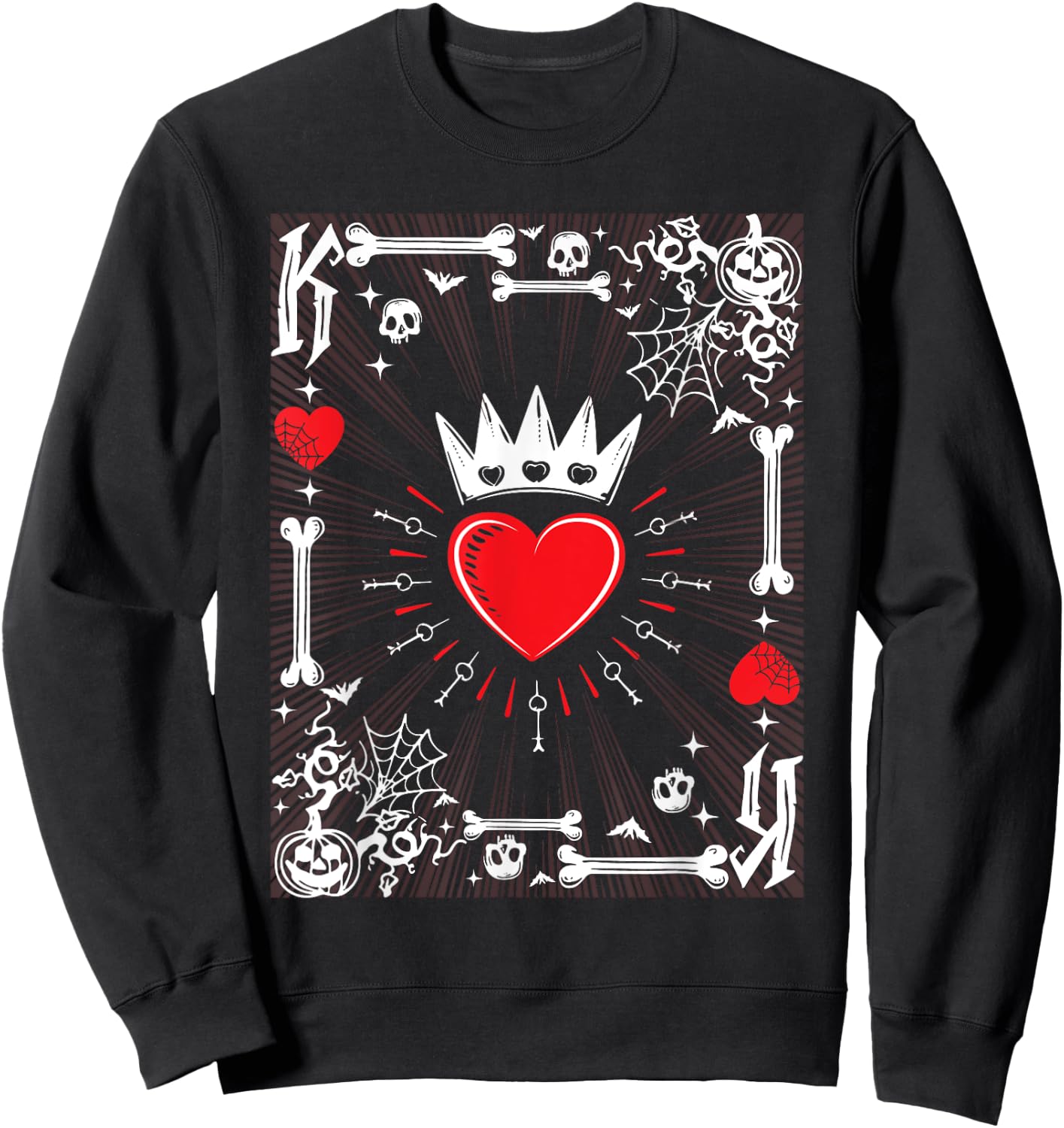 King of Hearts Card Costume - Halloween King of Hearts Sweatshirt - Sweatshirt | Black