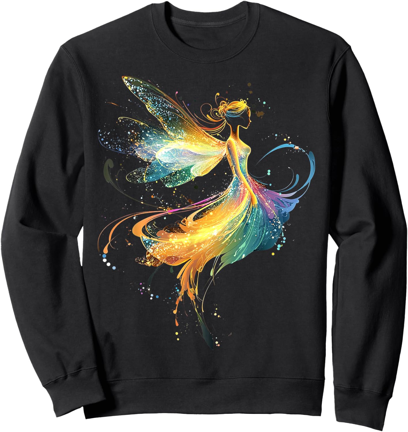 Fairy Mythical Motif Fantasy Artwork Fairy Sweatshirt - Sweatshirt | Black