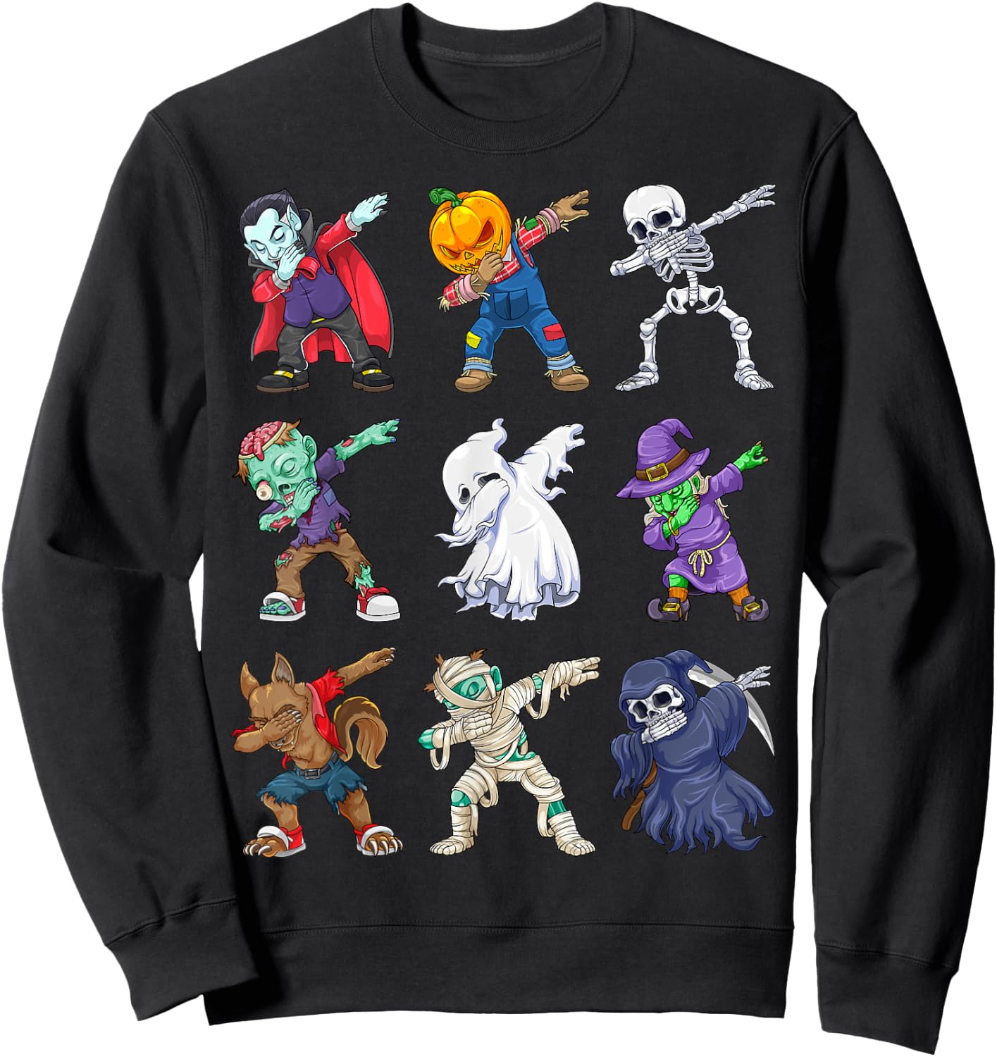 Dabbing Halloween Boys Skeleton Zombie Scary Pumpkin Mummy Sweatshirt - Sweatshirt | Black