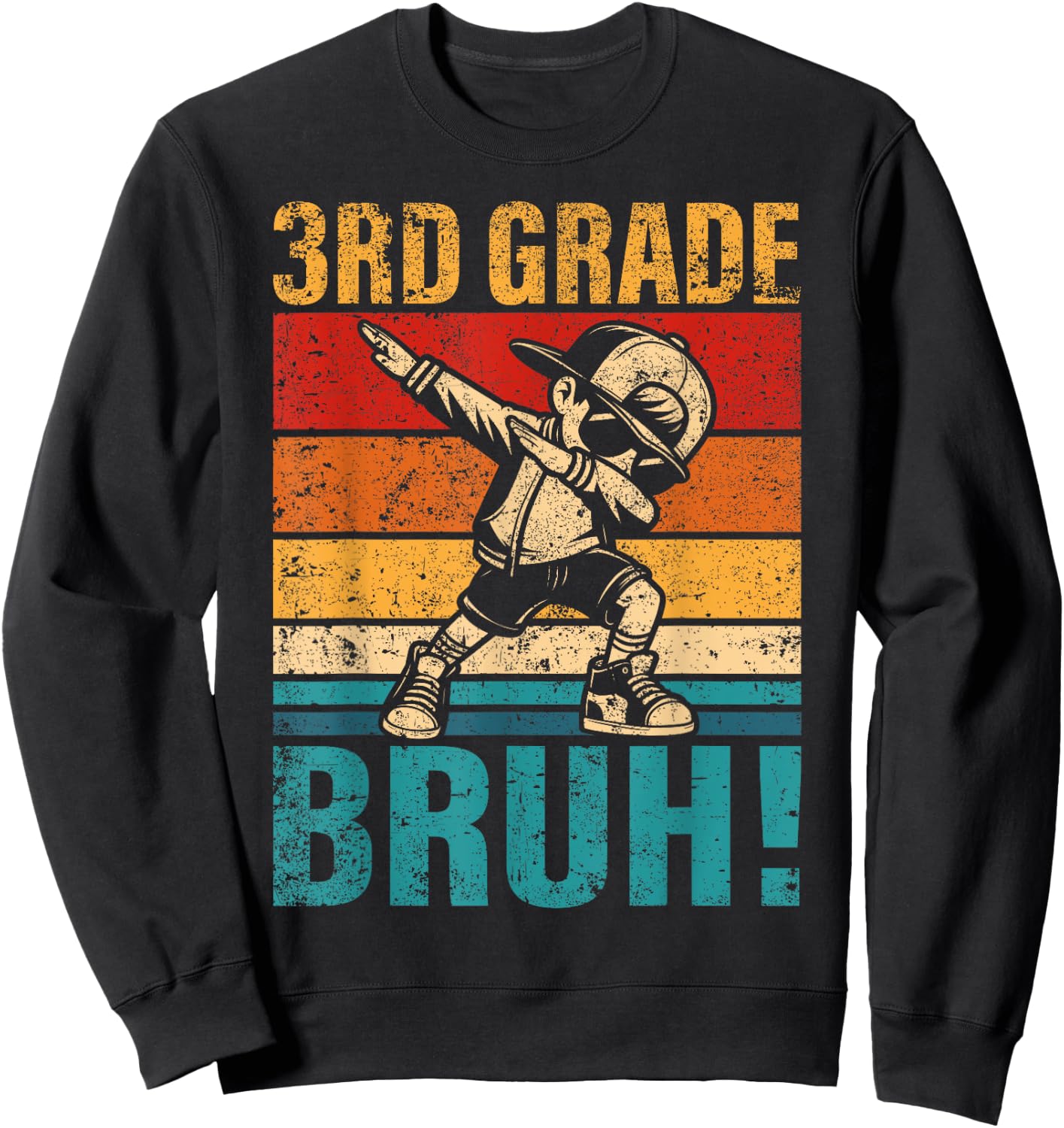 3rd Grade Bruh Dabbing Boy Third Grade Squad Boy Student Sweatshirt - Sweatshirt | Black