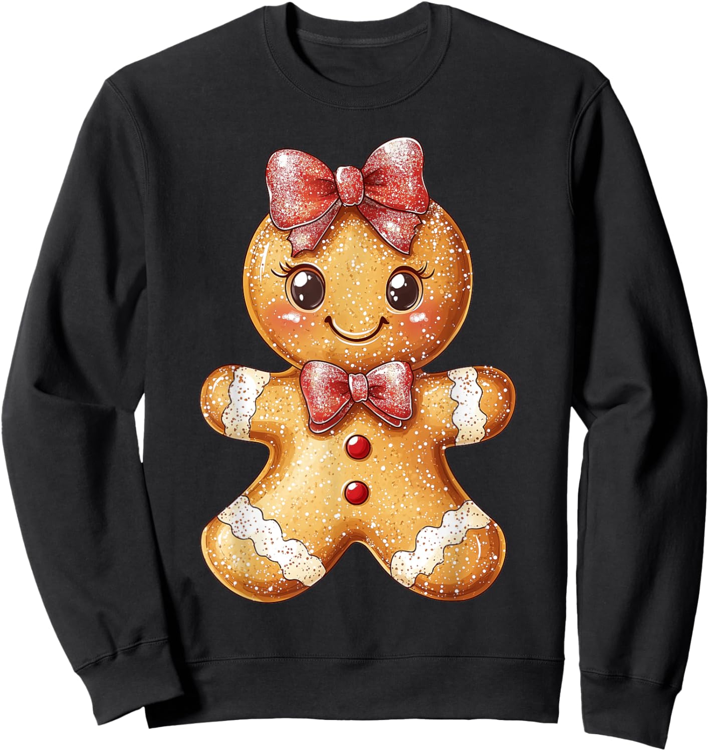 Coquette Bow Christmas Girly Gingerbread Cookie Baking Kids Sweatshirt - Sweatshirt | Black