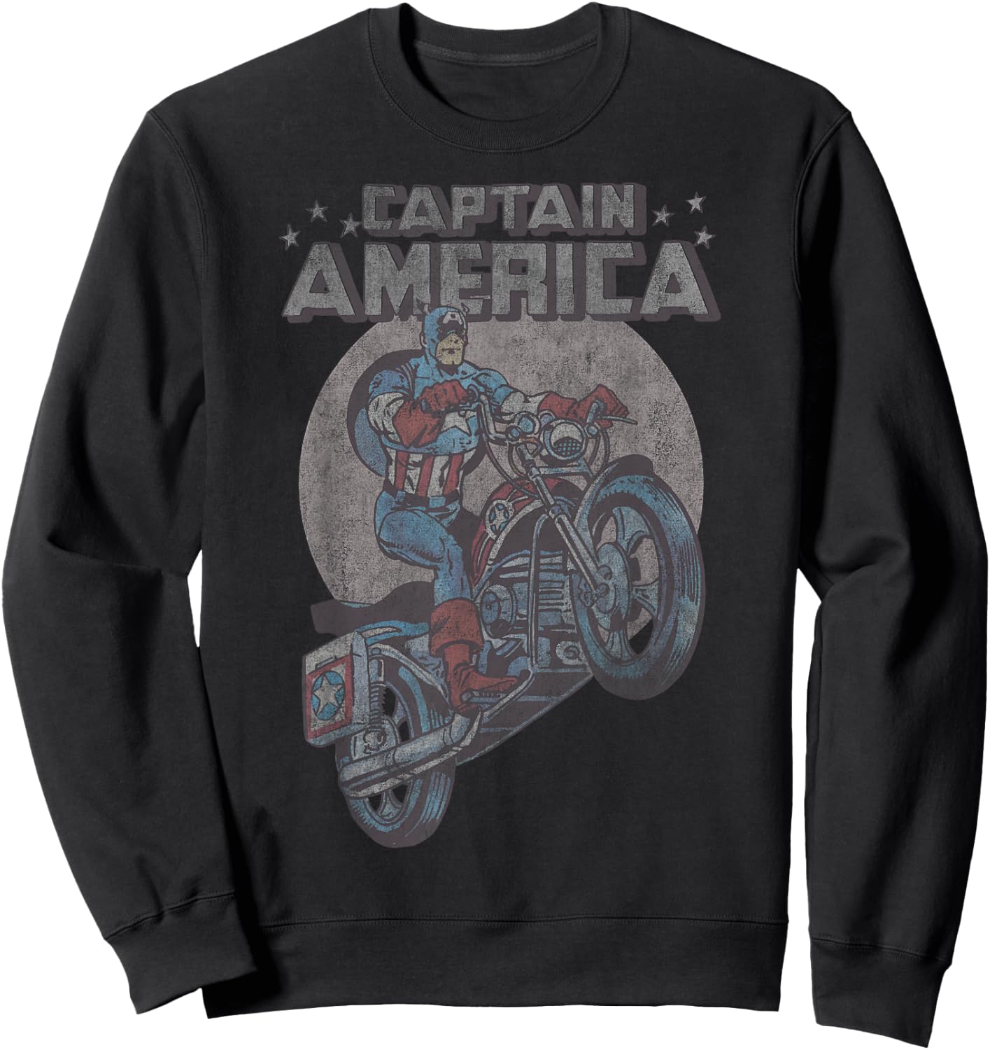 Marvel Avengers Captain America Motorcycle Portrait Sweatshirt - Sweatshirt | Black