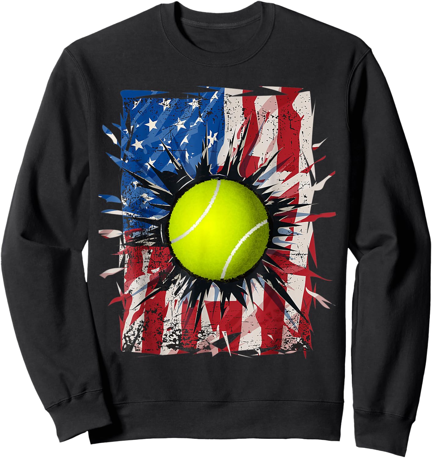 Patriotic Tennis 4th Of July Men USA American Flag Boys Sweatshirt - Sweatshirt | Black