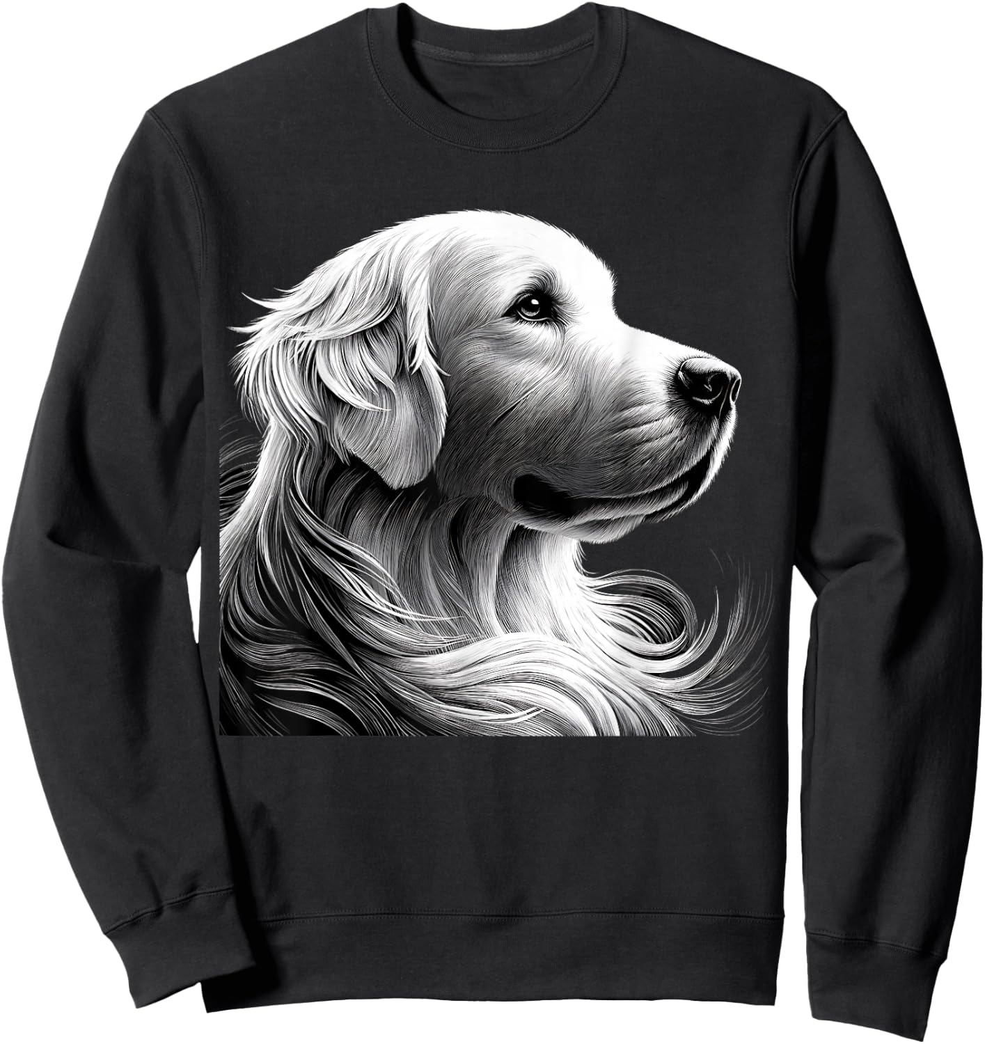 Majestic White English Cream Golden Retriever Sketch Devine Sweatshirt - Sweatshirt | Black