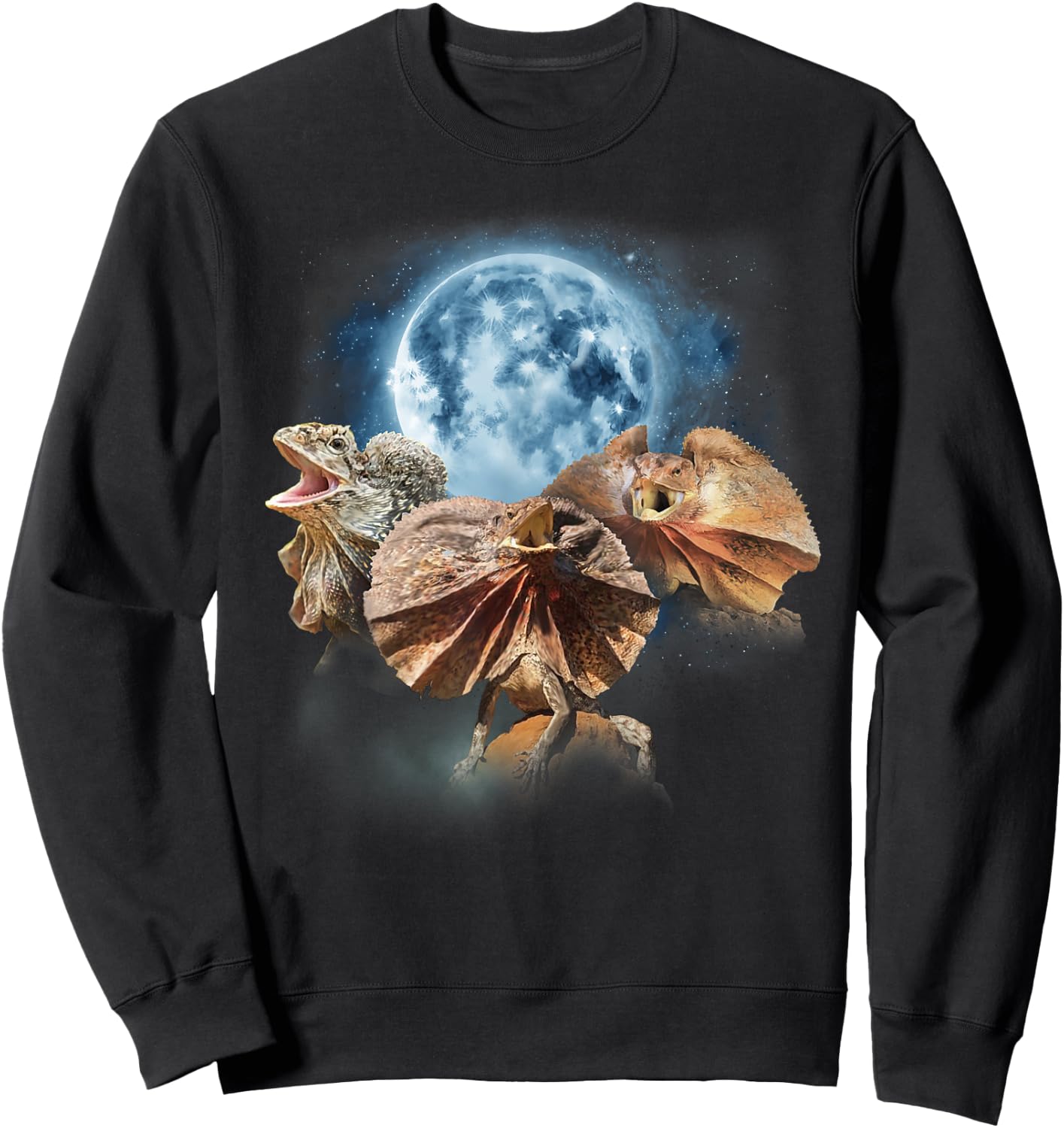 Frilled Lizard Shirt - Funny Lizards Howling at the Moon Sweatshirt - Sweatshirt | Black