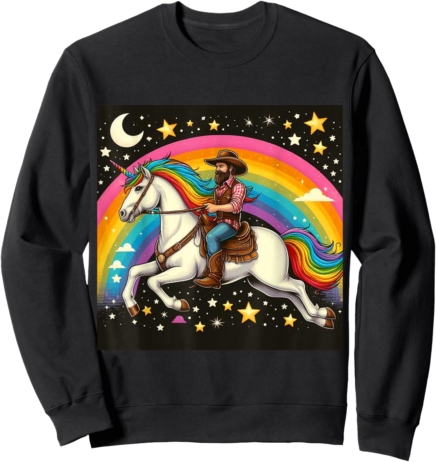 Cowboy Riding A Unicorn Boys Girls Men Women Kids Adults Sweatshirt - Sweatshirt | Black