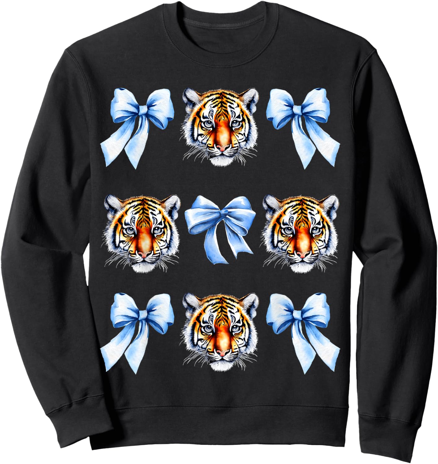 Blue Wild fantasy Tigers Coquette Bow Collage Girls Woman Sweatshirt - Sweatshirt | Black