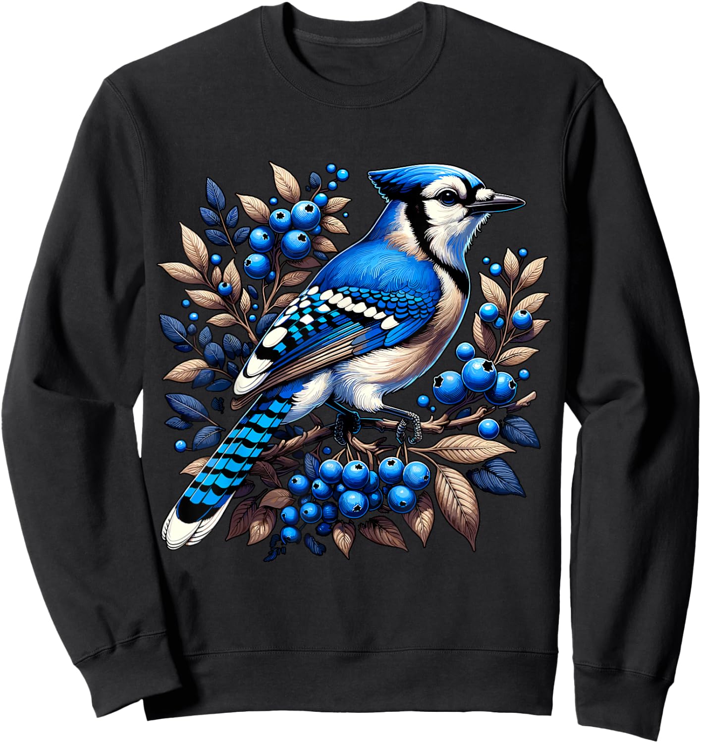 Blue Jay Bird , Small, Black Sweatshirt - Sweatshirt | Black