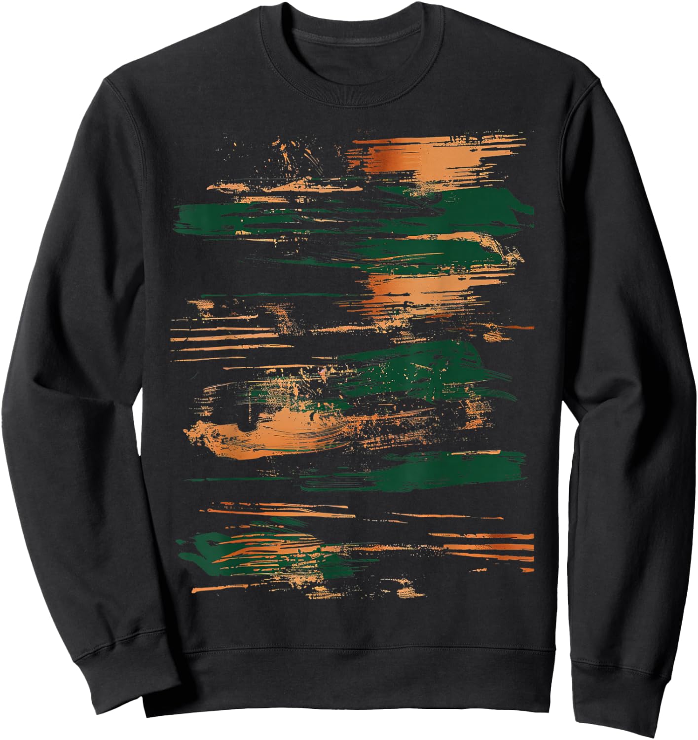 Green Orange Black Brushstrokes Graphic Sweatshirt - Sweatshirt | Black