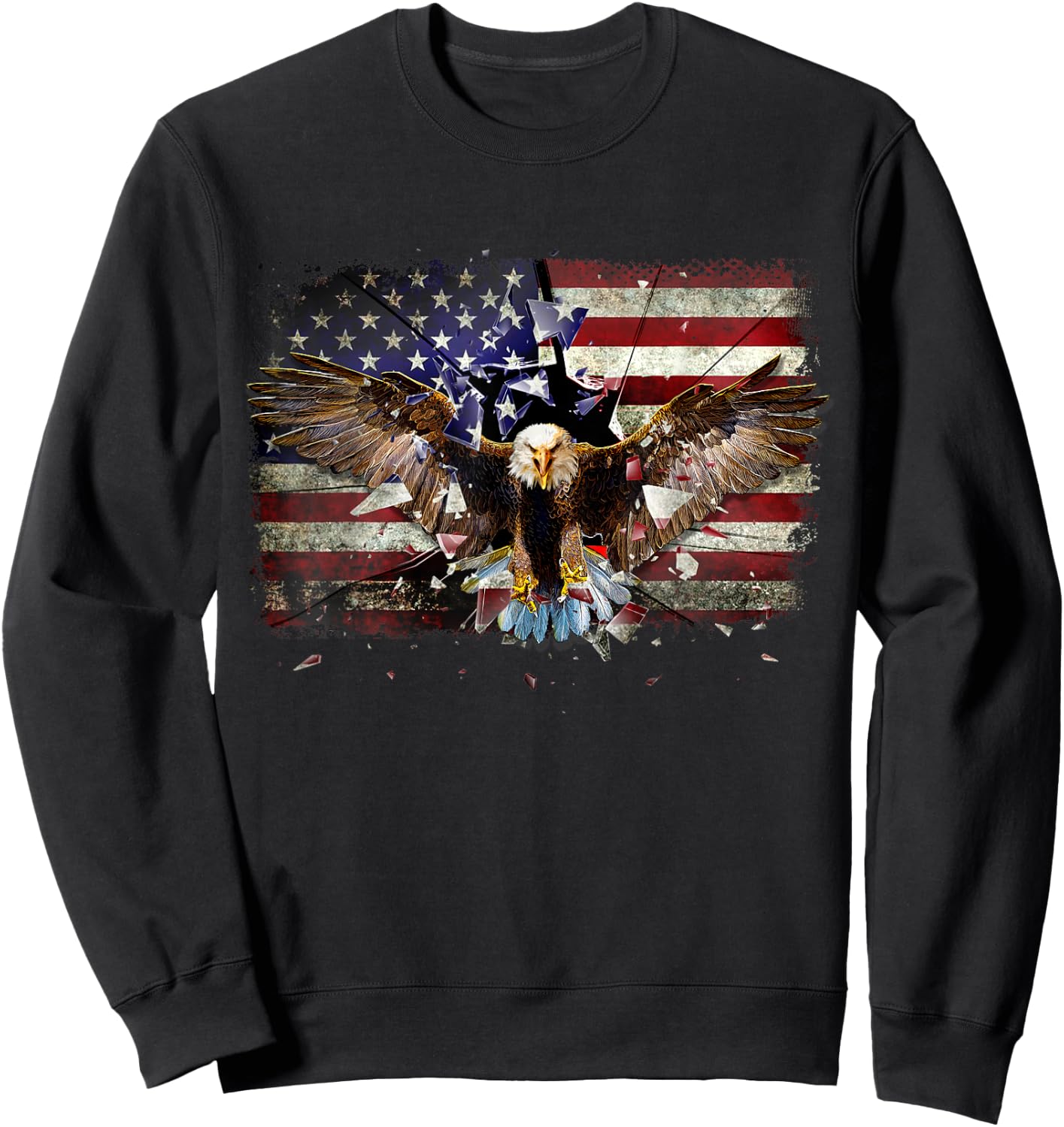 Eagle Patriotic USA American Flag 4th of July Men Women Kids Sweatshirt - Sweatshirt | Black