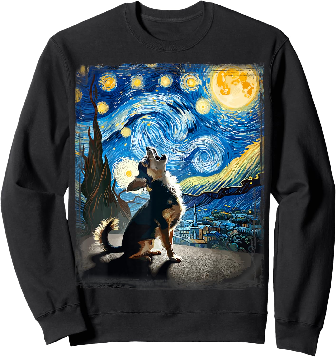 Chihuahua Dog Canine Art Van Gogh Starry Night Chihuahua Sweatshirt - Sweatshirt | Black